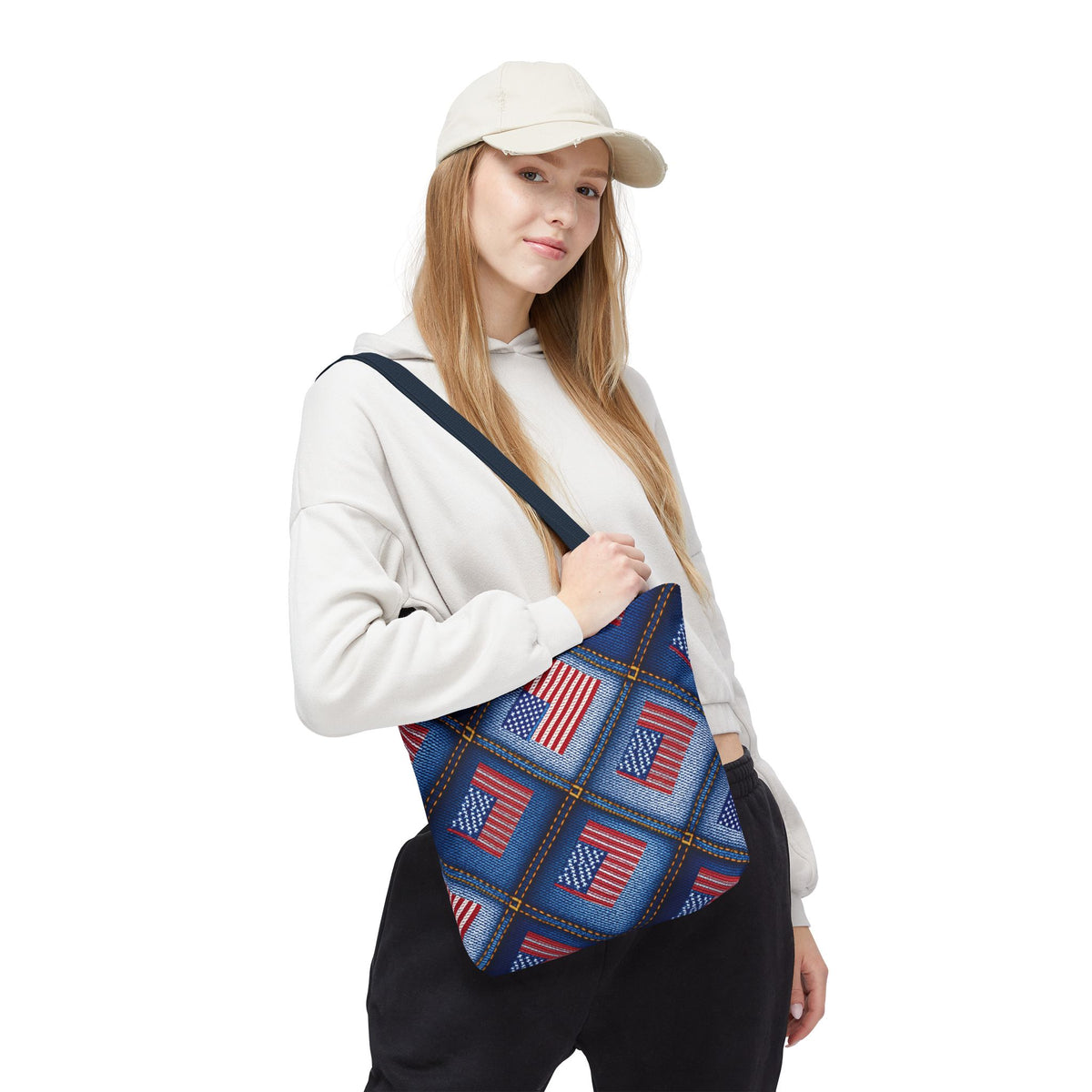 4th of July Graphic Denim Fabric Imitation Print Unisex Canvas Bag Poly Spun 3 Sizes Tote Bag 200-21