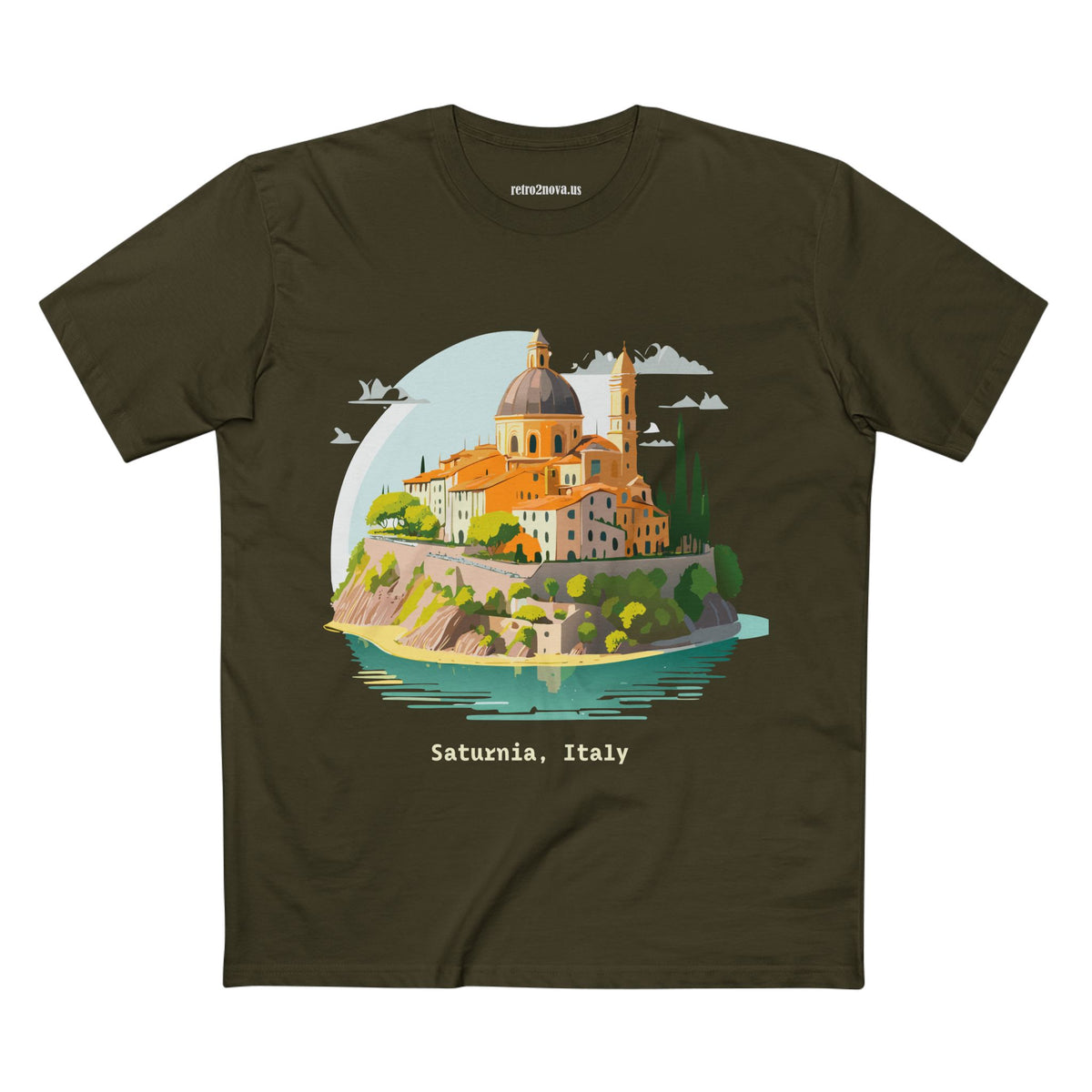 Saturnia Italy townscape T-Shirt | Travel illustration tee, Italian village