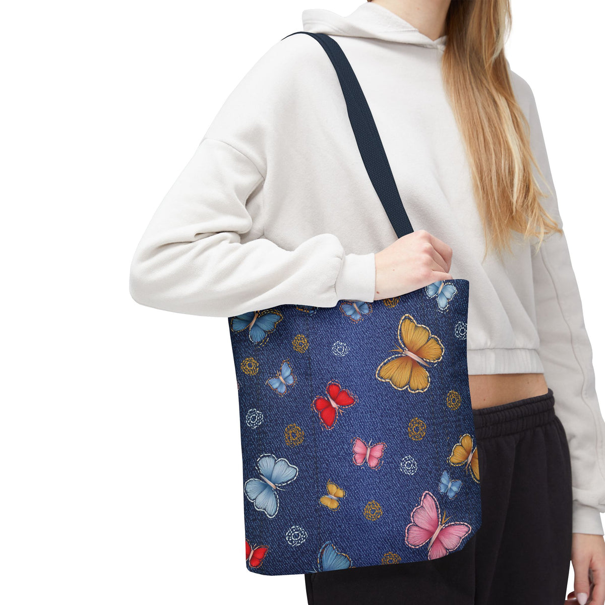 Denim Fabric Imitation Print Unisex Canvas Bag Poly Spun 3 Sizes Tote Bag 169