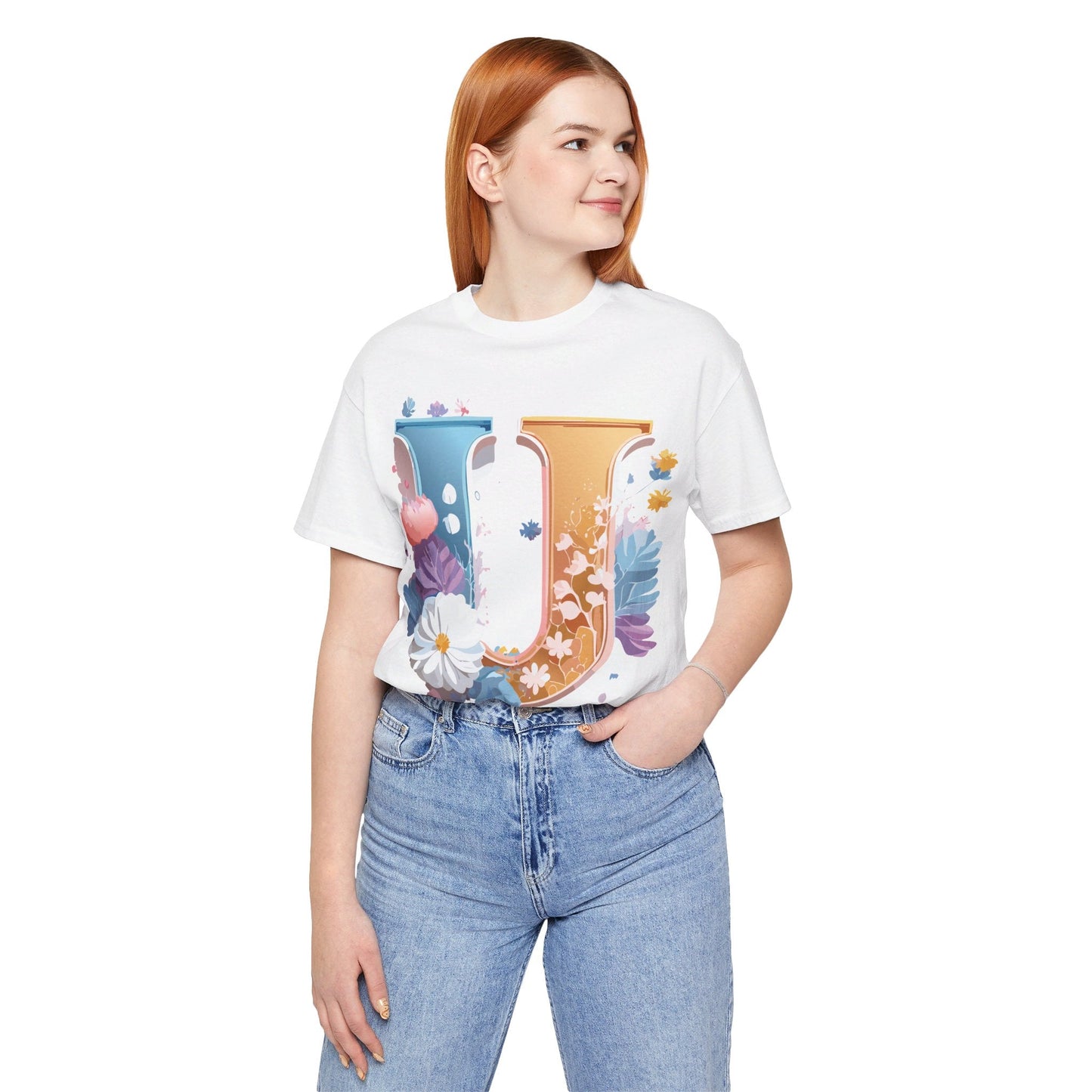 Letter U Shirt Graphic Tee Unisex Vintage Inspired Adelpha Artwork Premium Short Sleeve