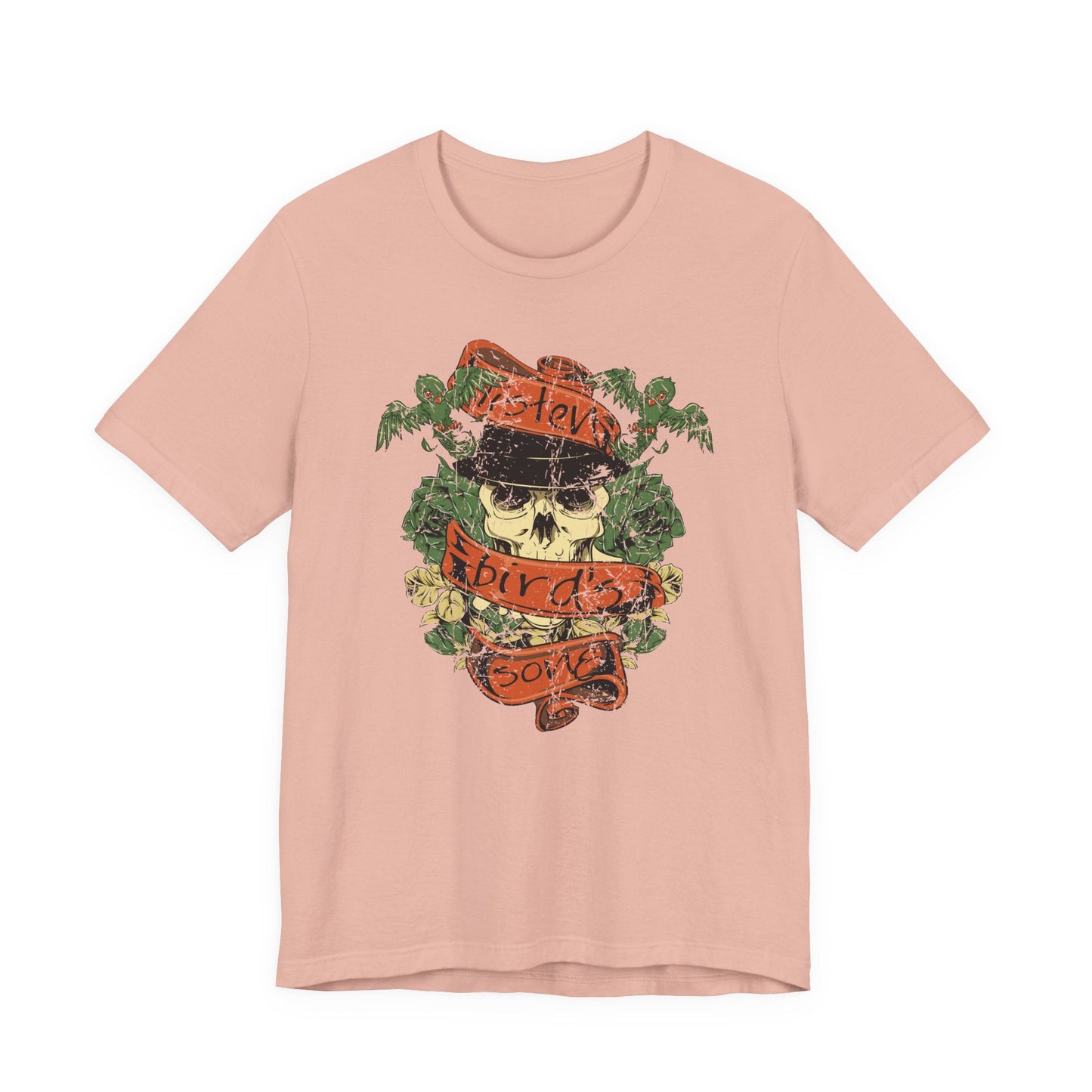 Skull Floral Tattoo Style Graphic Design Unisex Cotton T-Shirt Art-38
