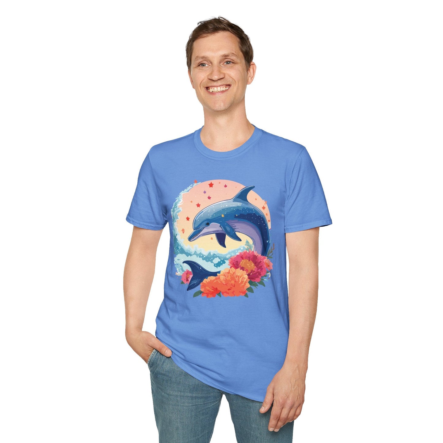 Dolphin Shirts Unisex Tee 100 Percent Ring Spun Cotton Gildan Softstyle 64000 For Everyday Comfort