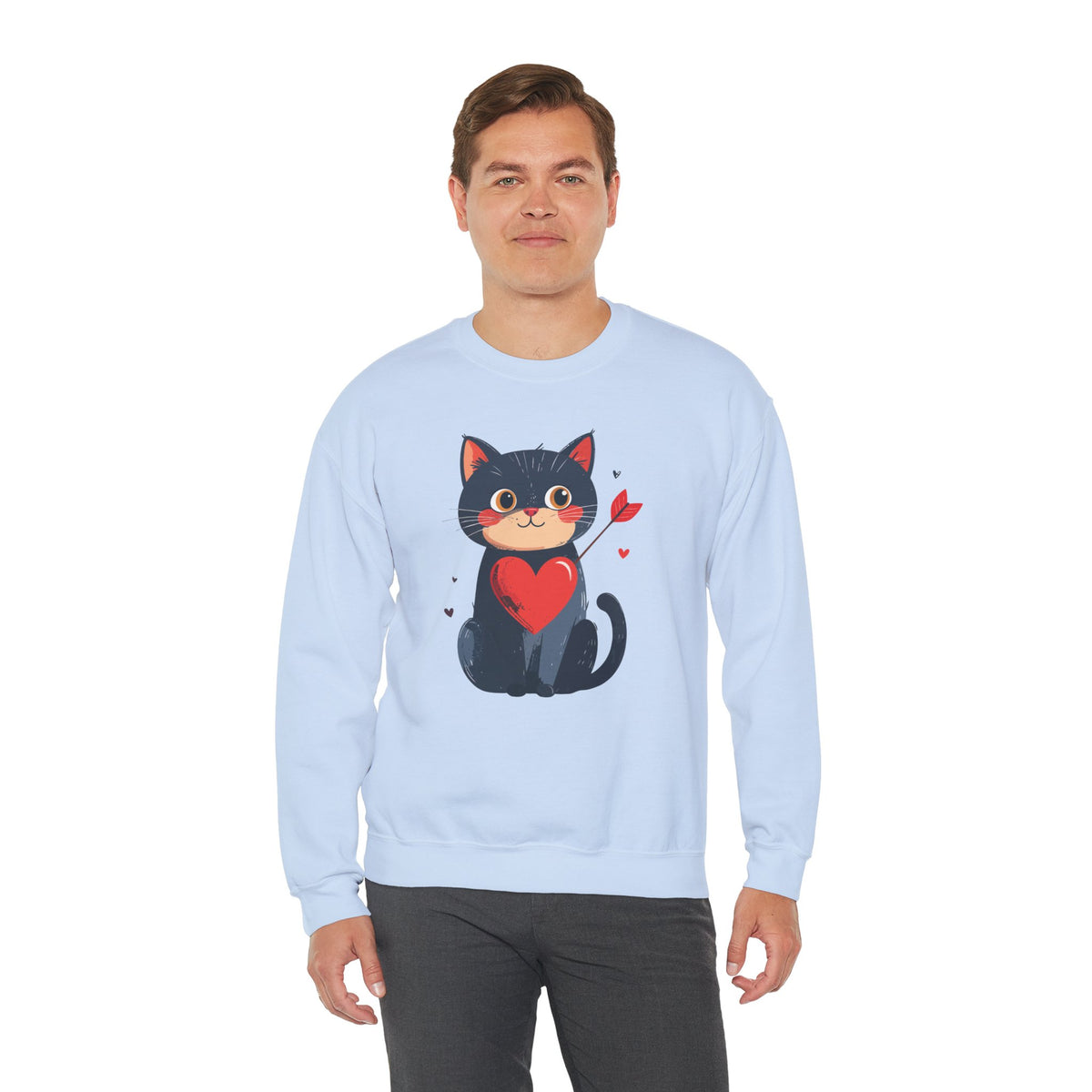 Cat Heart Sweatshirt, Heart Sweatshirt, Cat Sweatshirt, Valentine's Day Sweatshirt, 50/50 Cotton-Poly Animal Sweatshirt 108