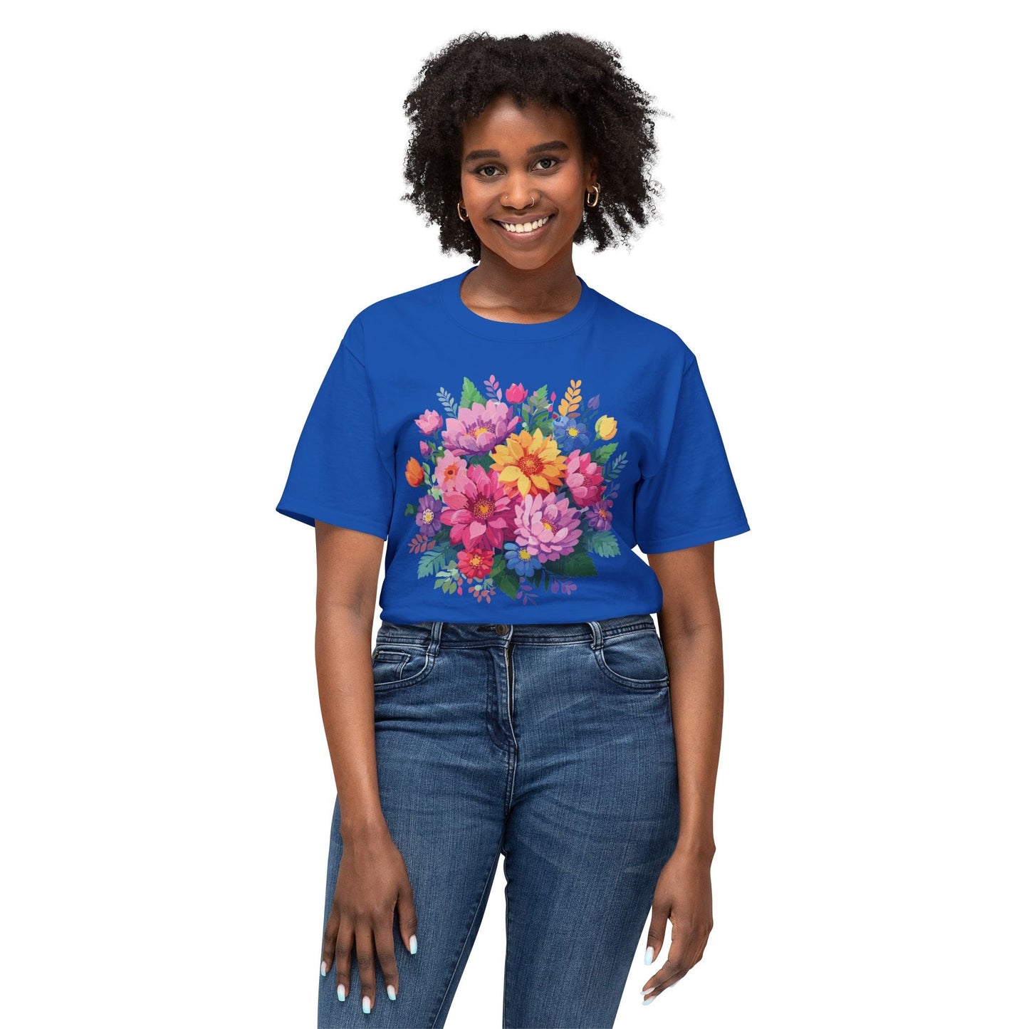 Unisex Floral T Shirt With Full Color Art Print Made In USA 100 Percent Cotton Breathable