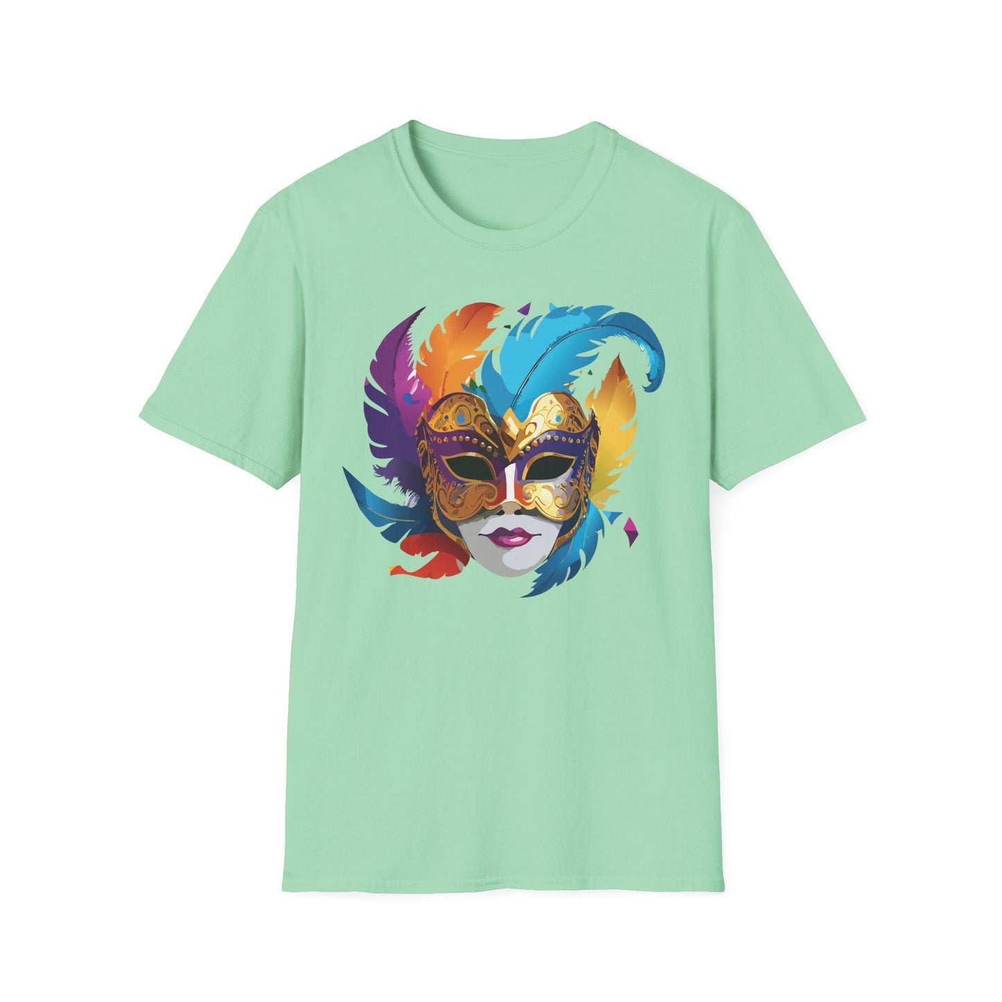 Mask Tee Shirt Unisex Short Sleeve Cotton Tee Art Design Masquerade Gildan Softstyle 64000