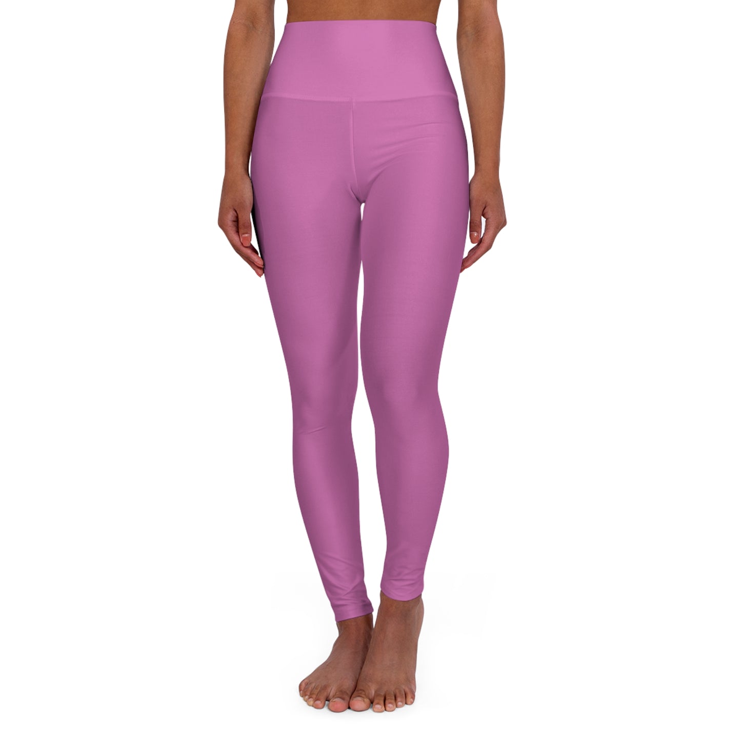 High-Waisted Petal Pink Yoga Leggings Women's Seamless Poly-Span Stretchy Pink Activewear Pants