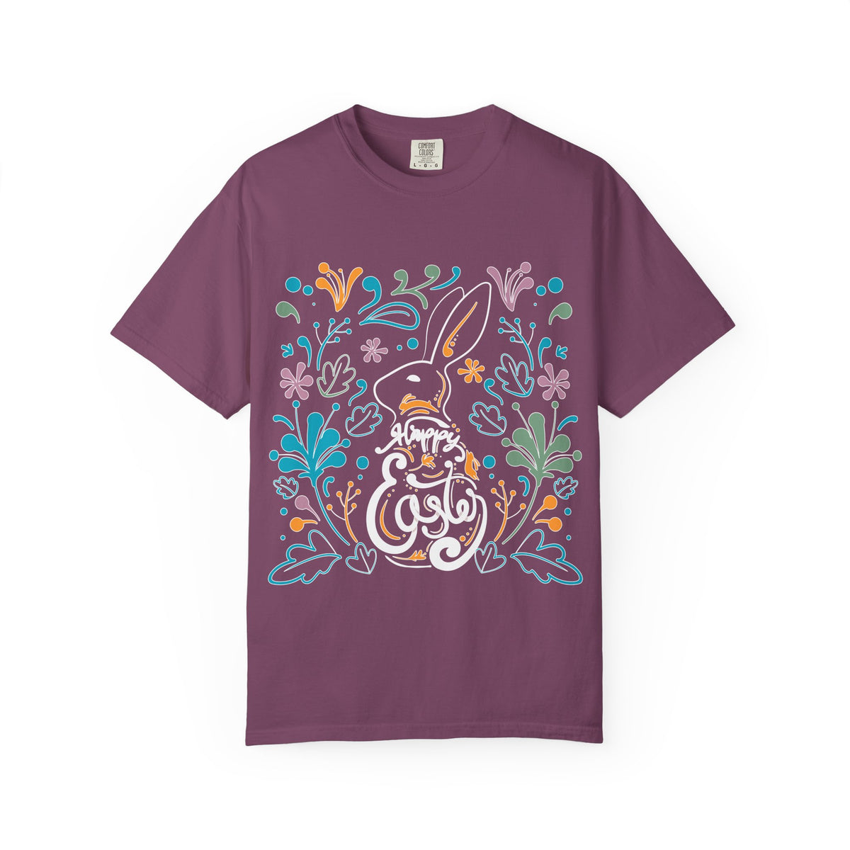 Easter Bunny Floral T-Shirt, Tee Shirt with Easter Signature, T Shirt with Easter Prints, Tee Shirt with Easter Design