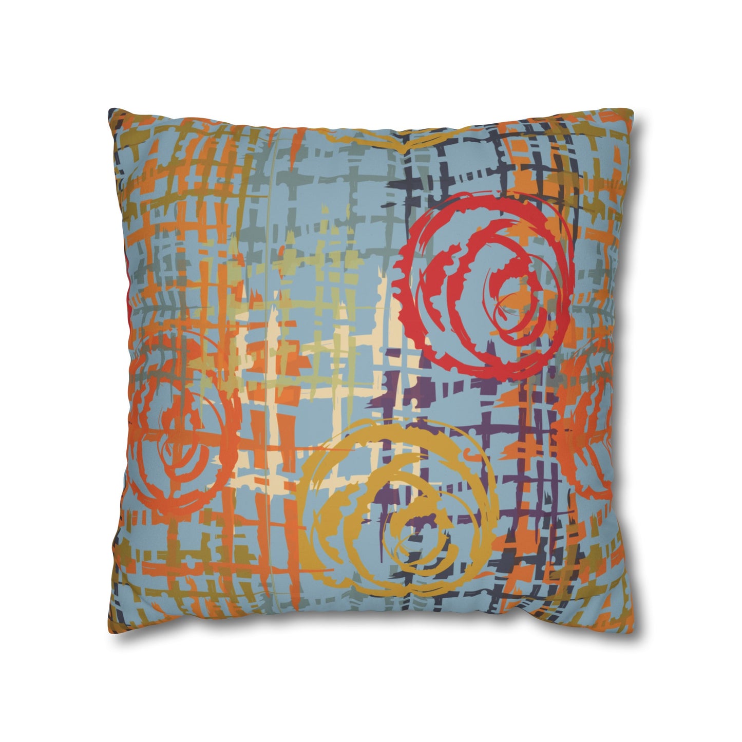 Faux Suede Pillowcase with Abstract print