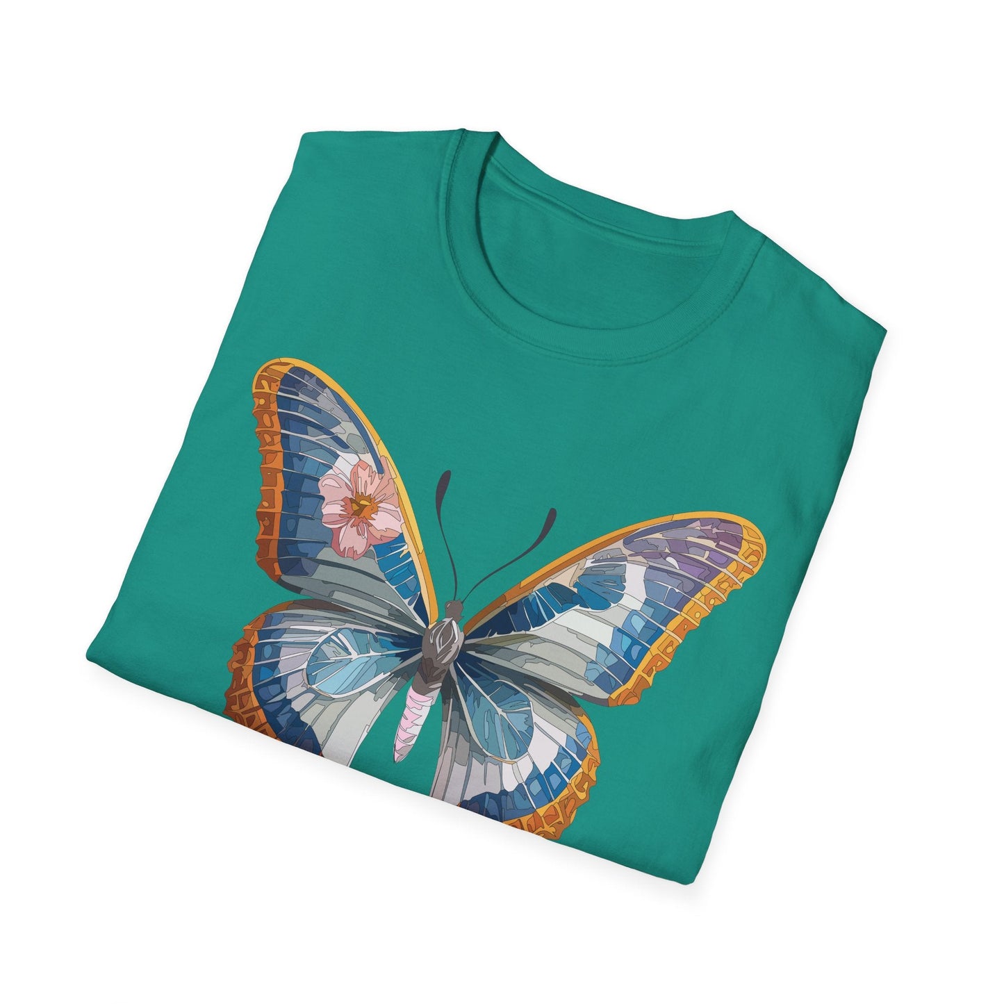 Unisex Butterfly Shirt Softstyle Tee 100 Percent Ring Spun Cotton Monarch Print Tee