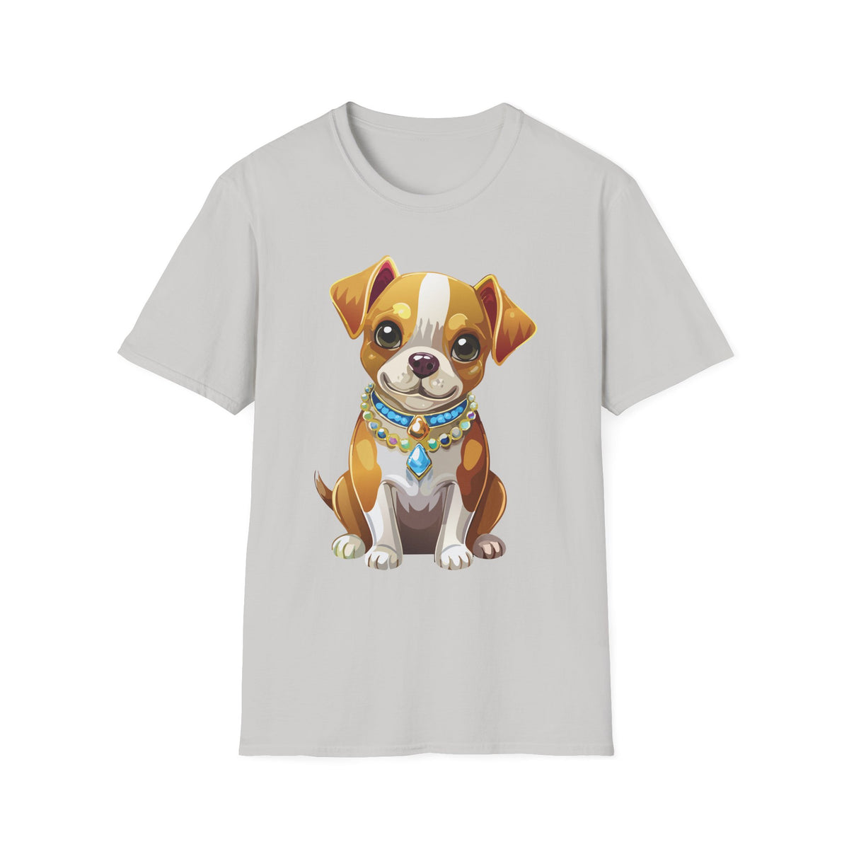 Cute Brown Puppy Illustration T-Shirt | Cartoon Dog Portrait, Pet Lover Tee