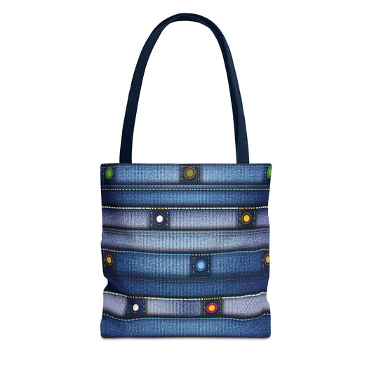Denim Fabric Imitation Print Unisex Canvas Bag Poly Spun 3 Sizes Tote Bag 144