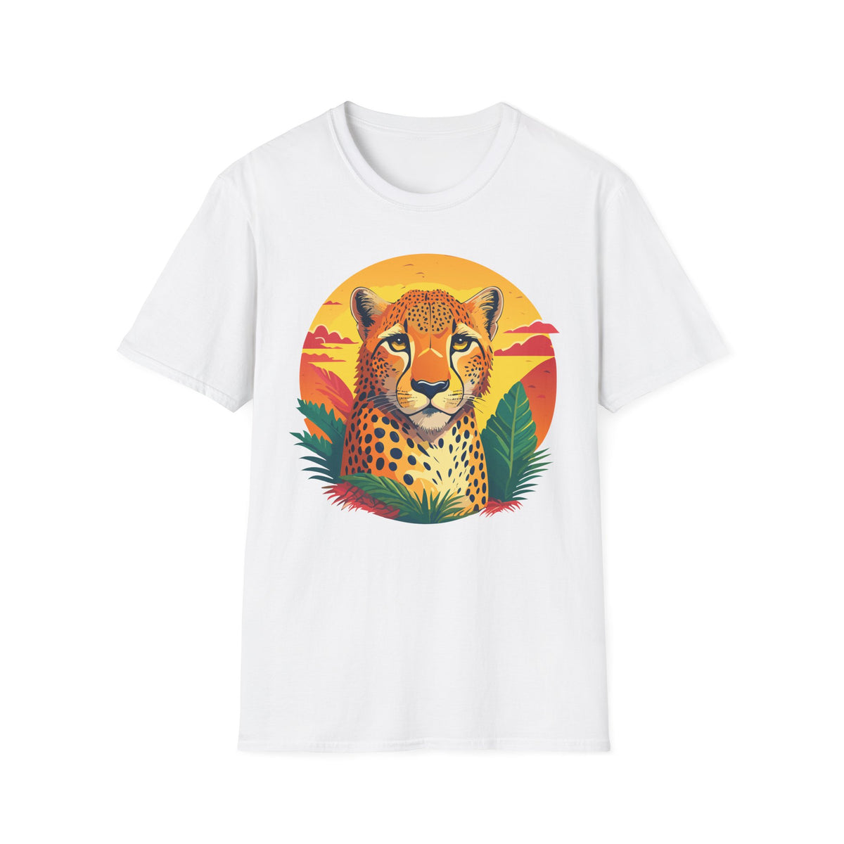 Cheetah Sunset Illustration T-Shirt | Retro Wildlife Tee