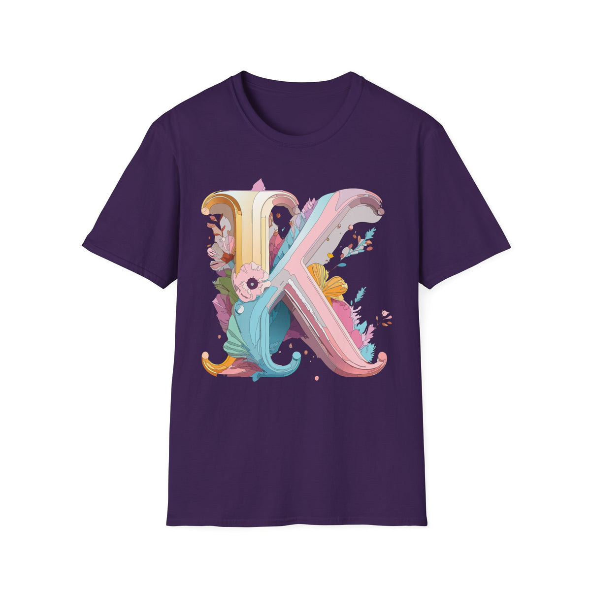 Floral Letter K T-Shirt | Botanical Monogram Tee