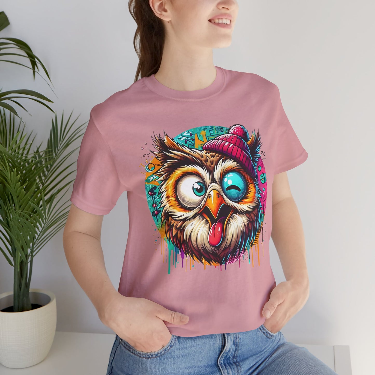 Colorful Owl Graphic Tee, Fun Owl Shirt, Funny Bird Shirt, Cute Cartoon Tees, Animal T-Shirt, Animal Tees, Art Design T-Shirt