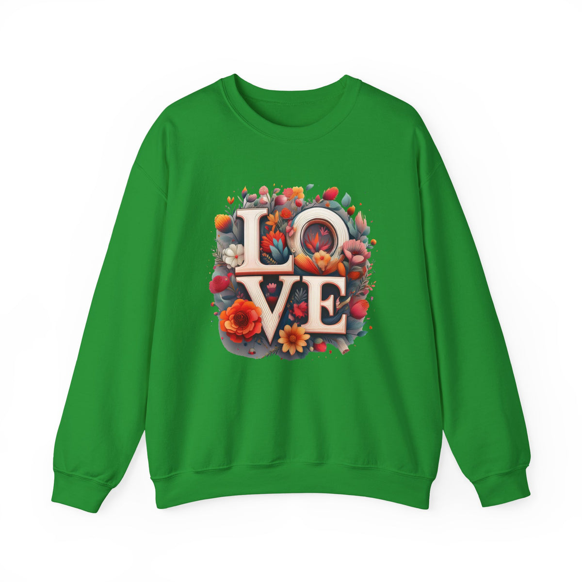 Floral Love Graphic Valentine's Day Sweatshirt Unisex 50/50 Cotton-Poly Sweatshirt w63