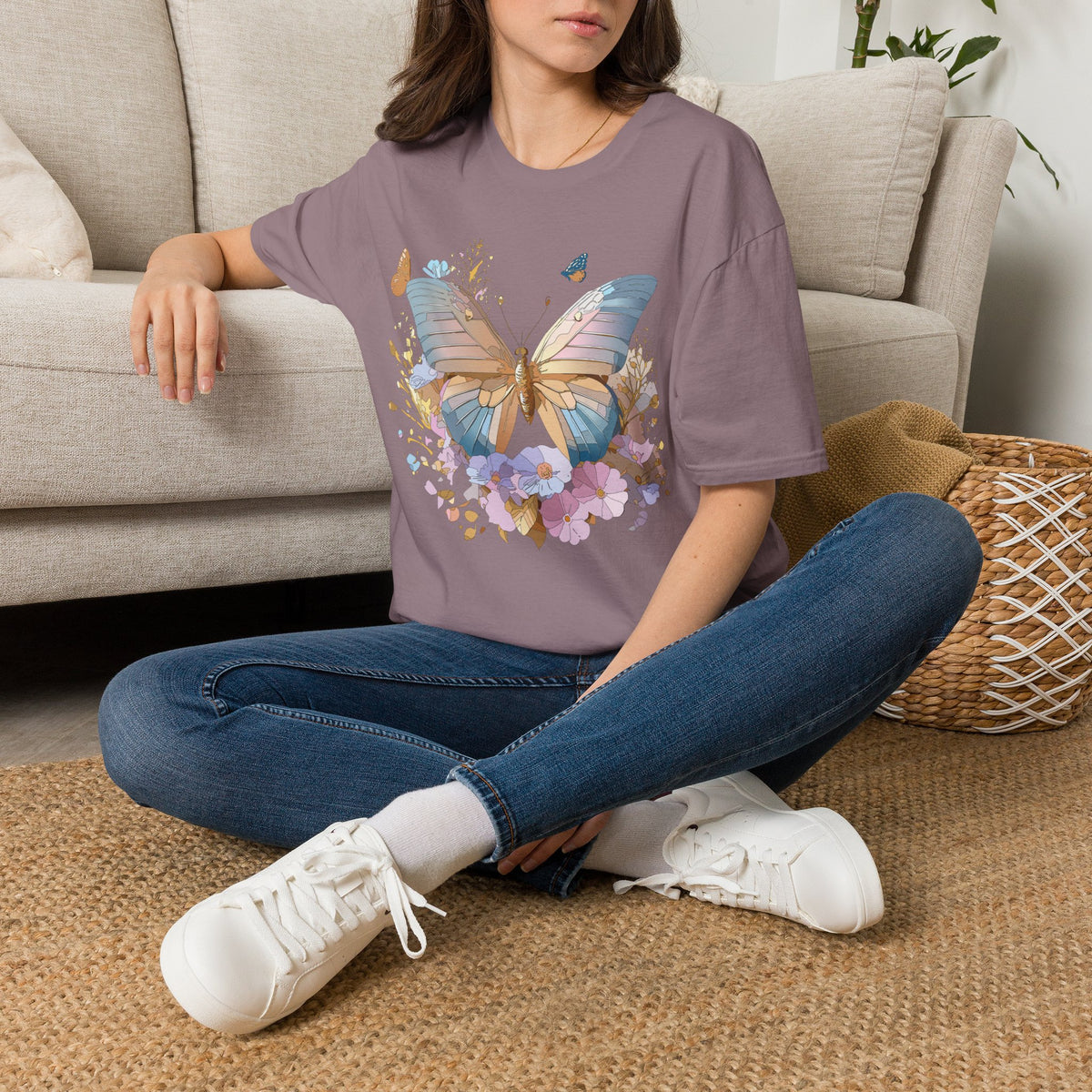 Butterfly Floral Tee — Pastel Garden Butterfly Graphic Tee Unisex 100 Cotton Gildan T-Shirt