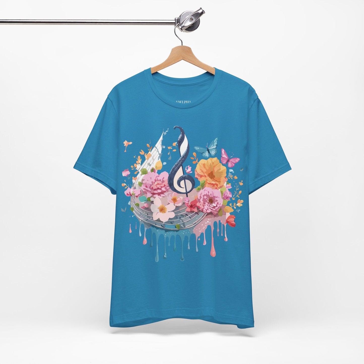 Music Graphic Unisex 100 Cotton Vintage Art with Musical Elements Tee 125