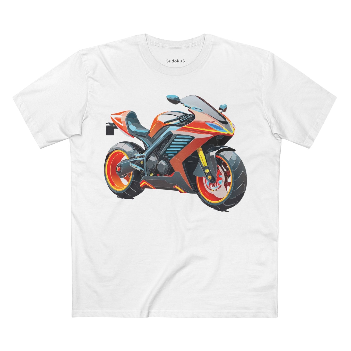 Moto Bike Graphic Unisex 100 Cotton Staple Tee 32