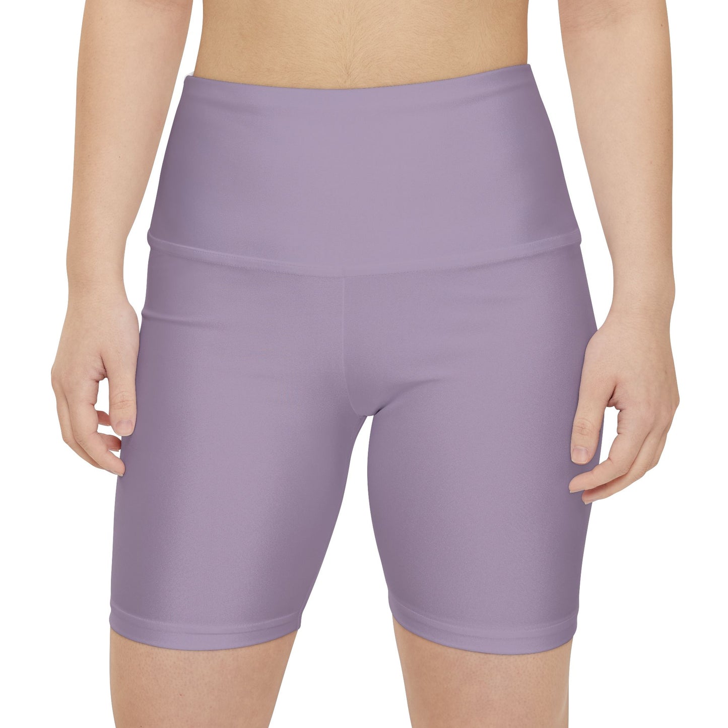 Dusty Rose fog Lavender High-Waist Workout Shorts — Women's Athletic Biker Shorts