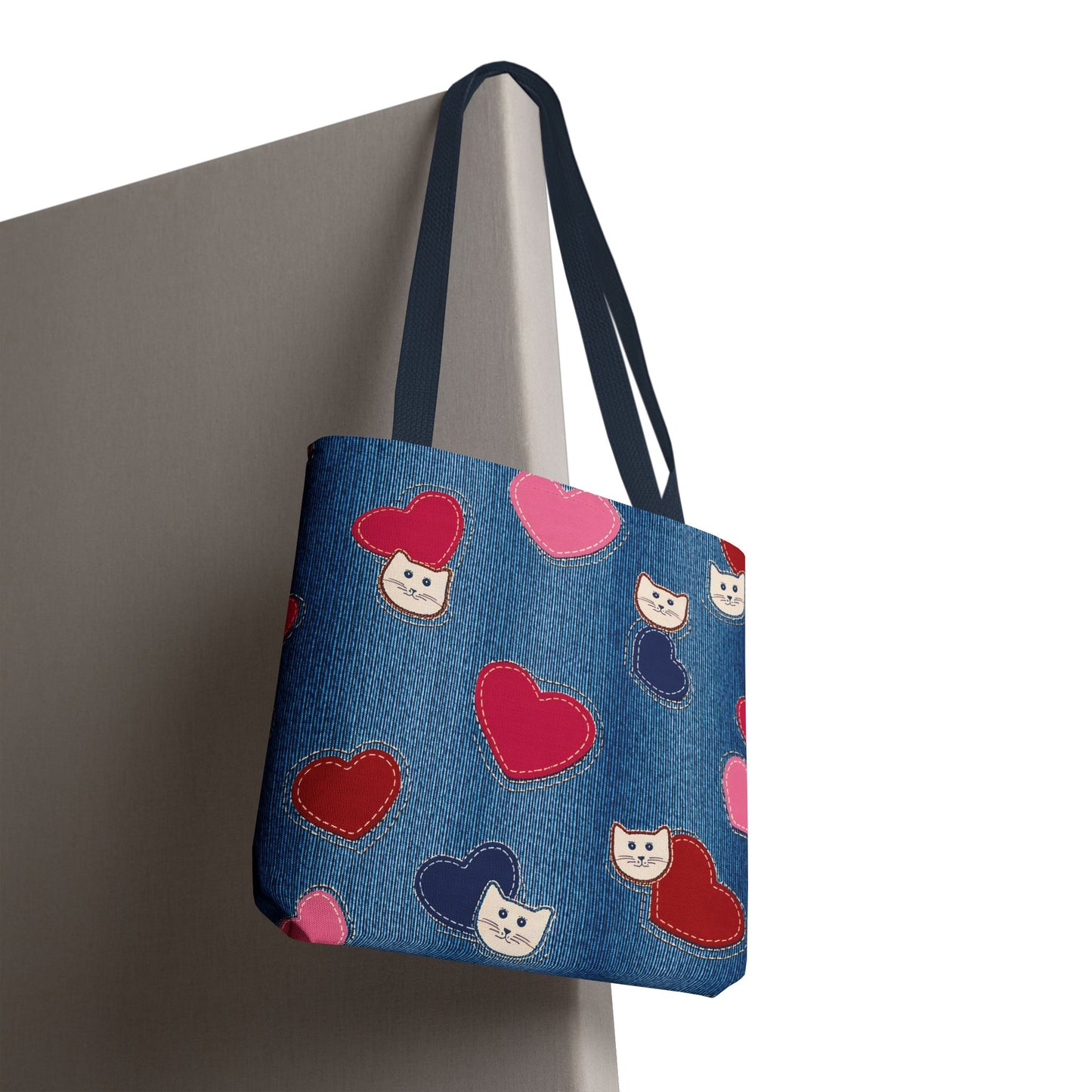 Love Day Graphic Design Denim Fabric Imitation Print Unisex Canvas Bag POLY 3 Sizes Tote Bag 201-17