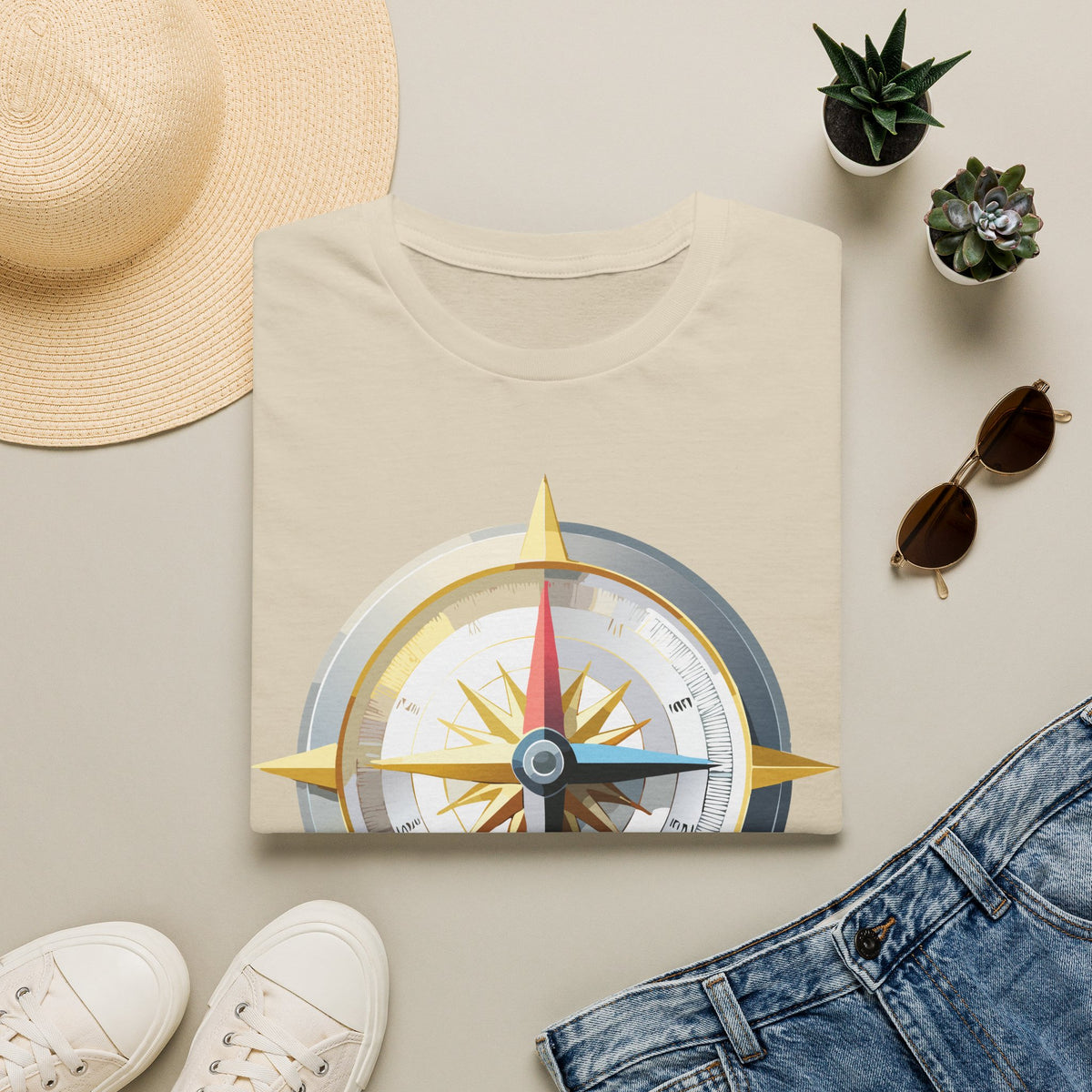 Nautical Compass Graphic T-Shirt | Adventure Graphic Design Unisex 100 Cotton Gildan T-Shirt