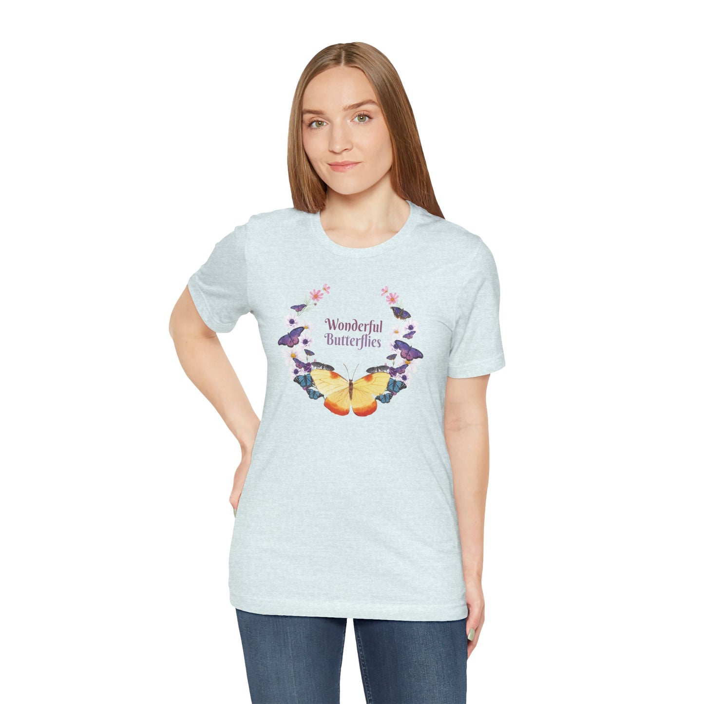 Cotton Tee Shirt with Butterfly Prints