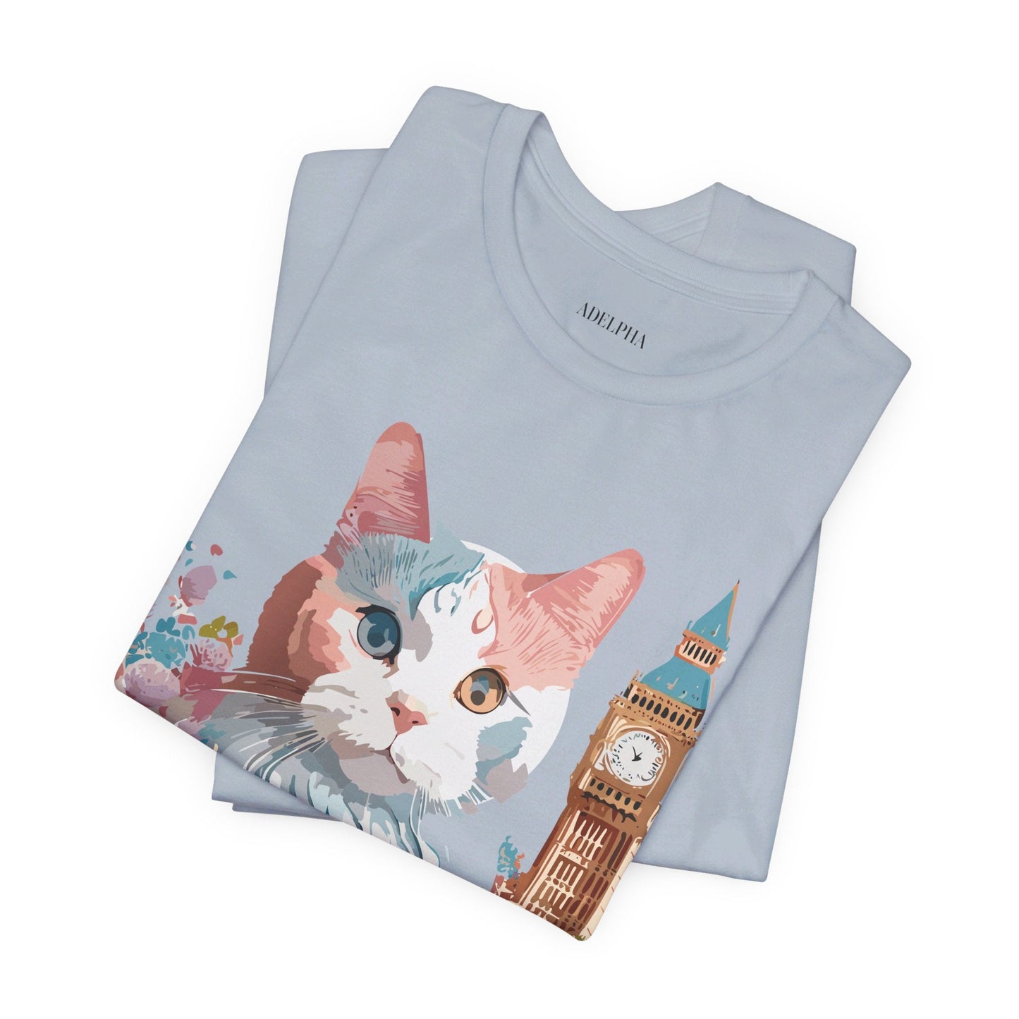 Unisex Cat Graphic Tee With Short Sleeve Vintage Inspired Art Adelpha