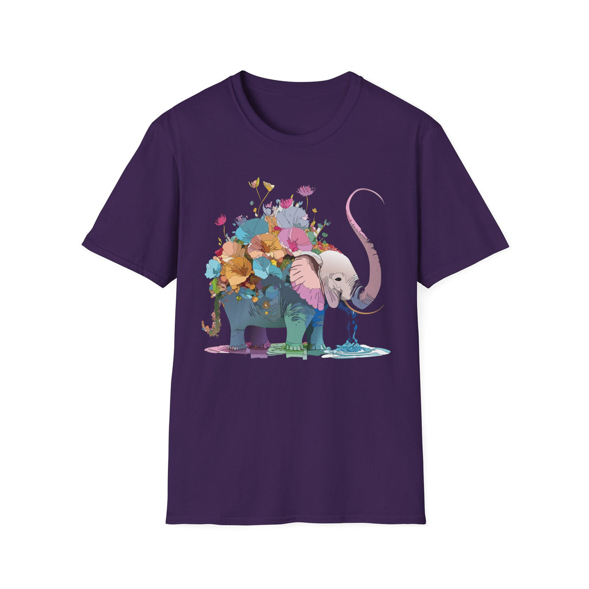 Floral Elephant T-Shirt | Watercolor Flowers, Pastel Safari Art