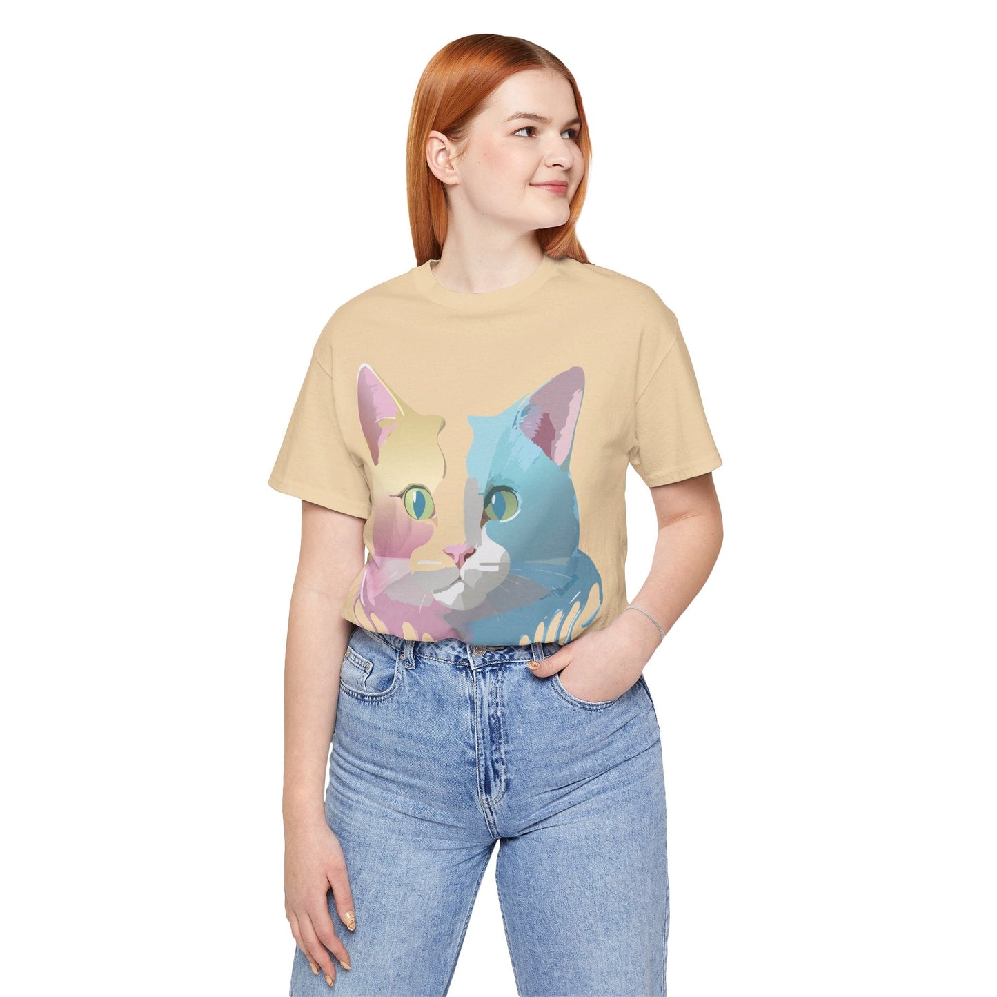 Cat Graphic Tee Unisex Short Sleeve Shirt Vintage Style Adelpha