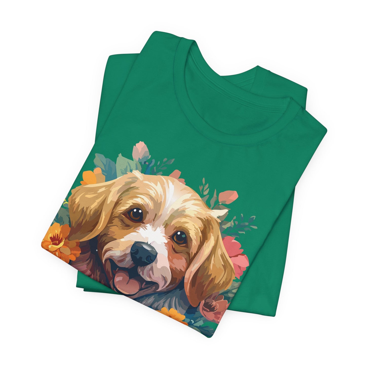 Floral Dog Tee, Animal Shirt, Dog Shirt, Floral Tee, Flower T-shirt, T-Shirt with Animal, Summer Top with Art Design