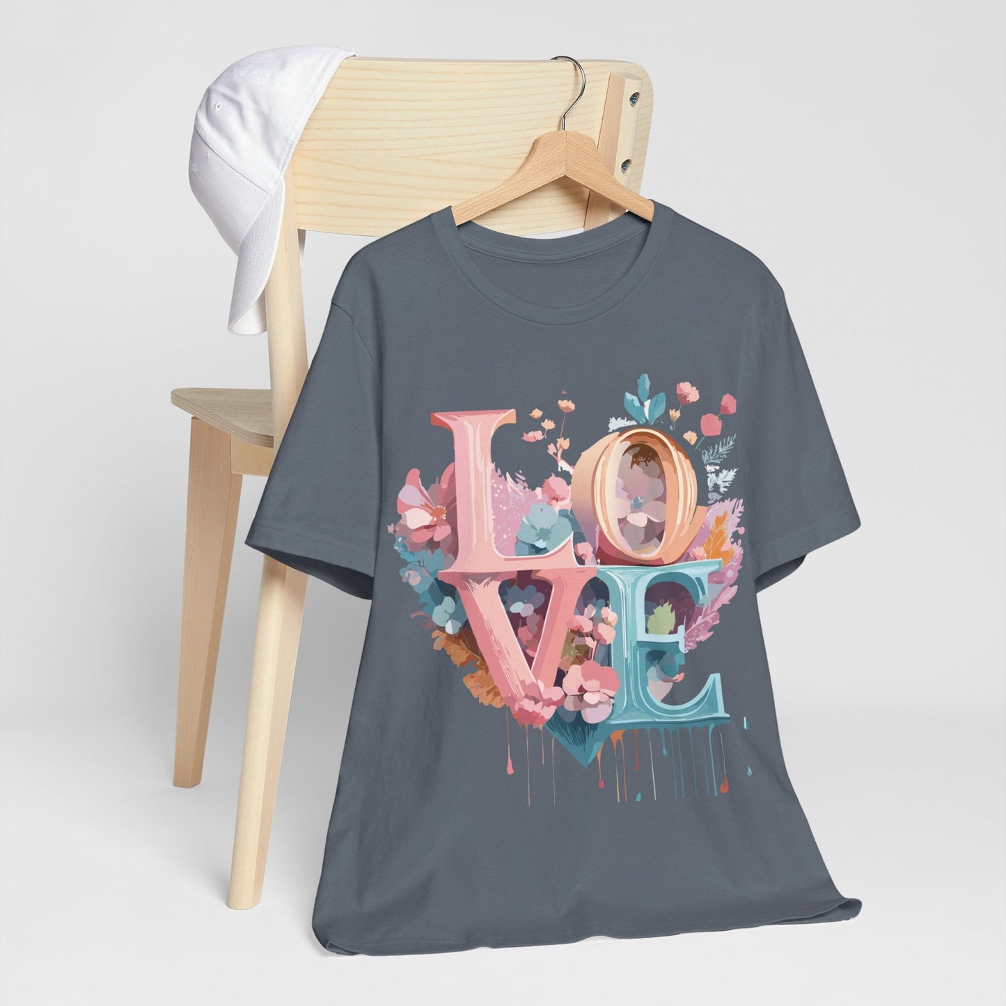 Valentine Day Graphic Unisex 100 Cotton Vintage Artwork with Love and Flower Design Tee 52