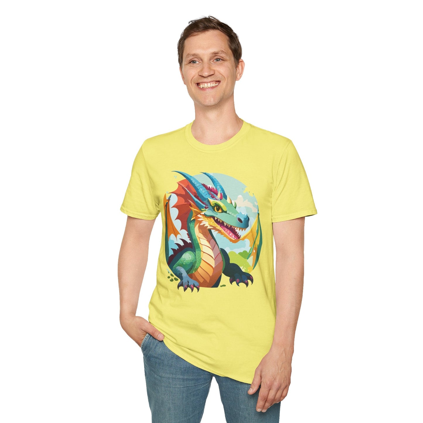 Unisex Dragon Graphic Tee By Gildan Softstyle 64000 Short Sleeve Cotton Tee Art Design