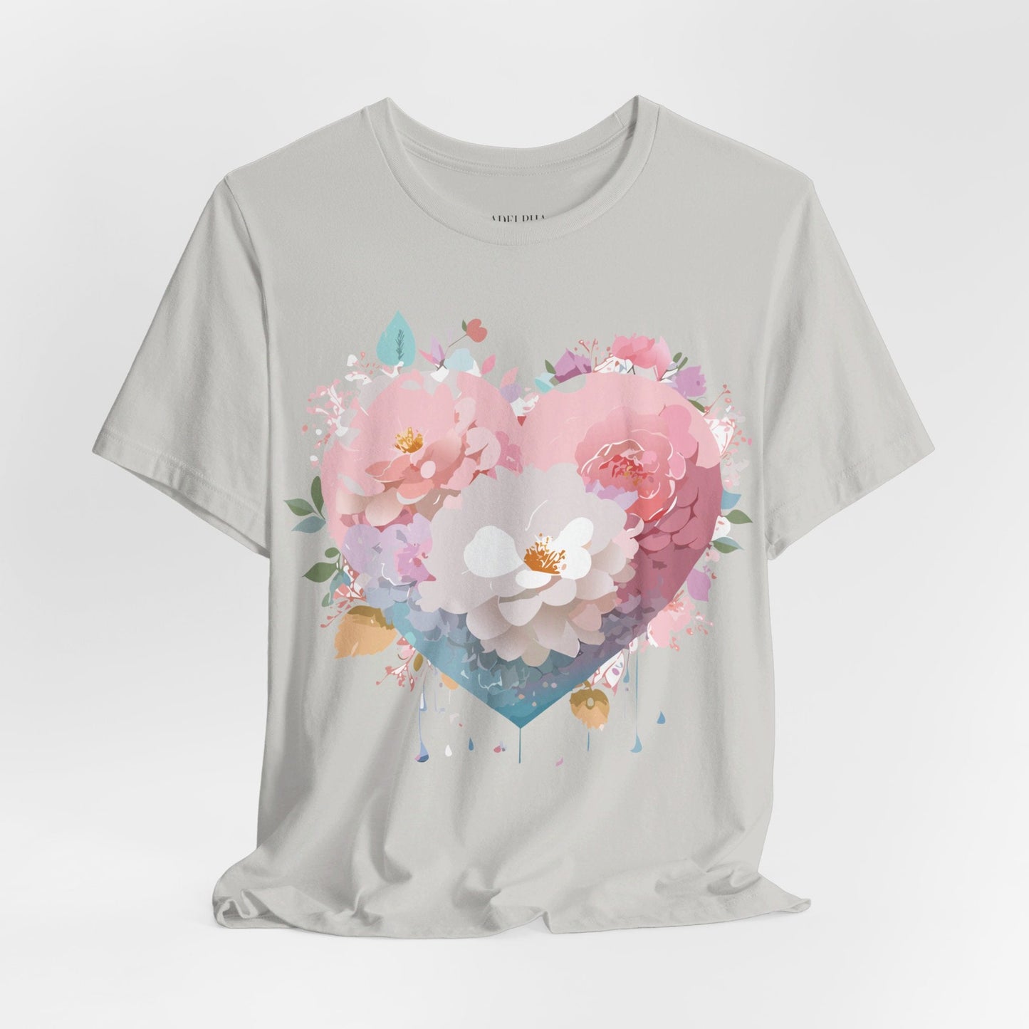 Valentine Day Graphic Unisex 100 Cotton Vintage Artwork with Love and Flower Design Tee 35