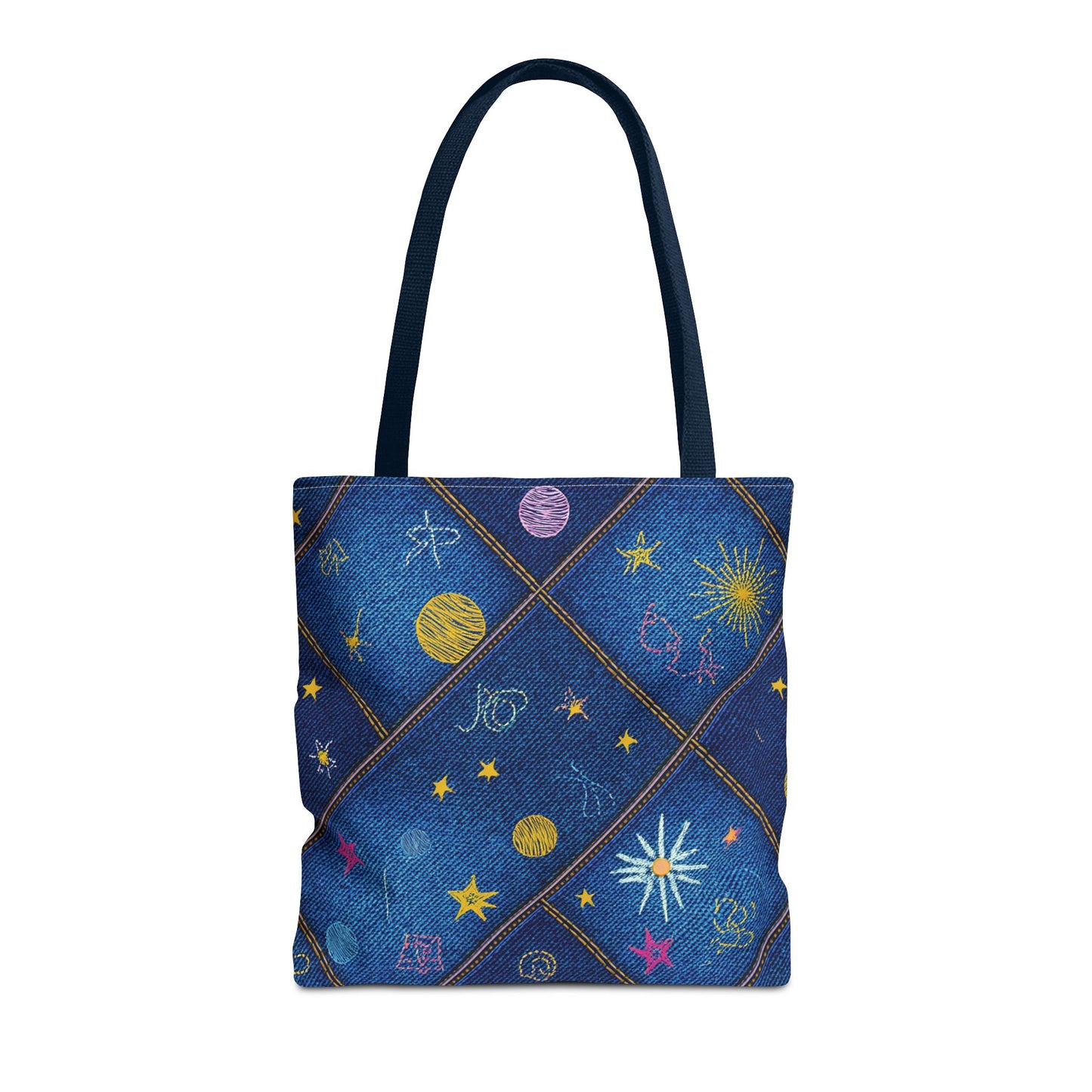 Denim Fabric Imitation Print Unisex Canvas Bag Poly Spun 3 Sizes Tote Bag 183-3