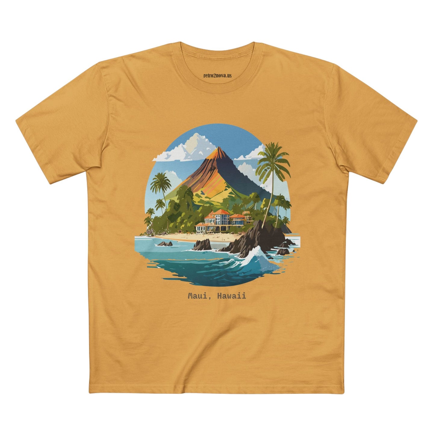 Retro2Nova Unisex Premium Cotton Art Tee Travel Shirt Hawaii Design Comfortable Everyday Tee