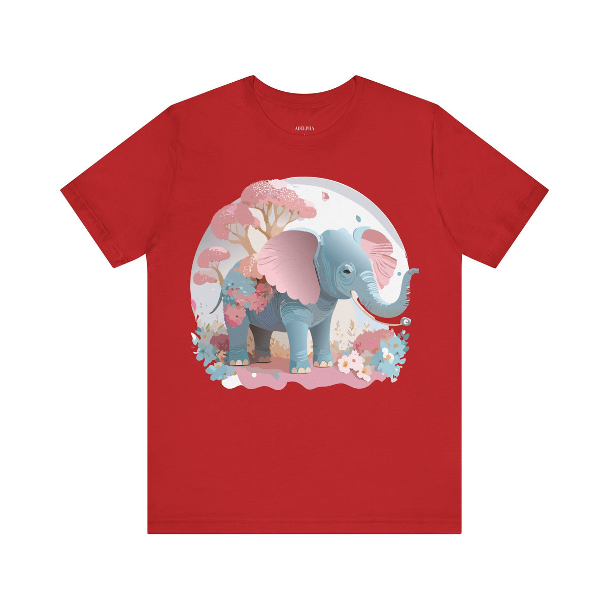 Elephant Graphic Unisex Cotton Bella+Canvas Tee with Art Animal Design e137