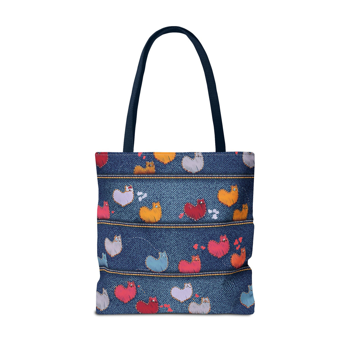 Love Day Graphic Design Denim Fabric Imitation Print Unisex Canvas Bag POLY 3 Sizes Tote Bag 201-9
