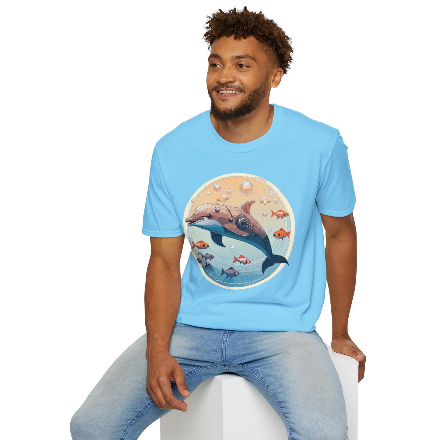 Dolphin Shirt Unisex Softstyle Tee 100 Percent Ring Spun Cotton Breathable Gildan 64000