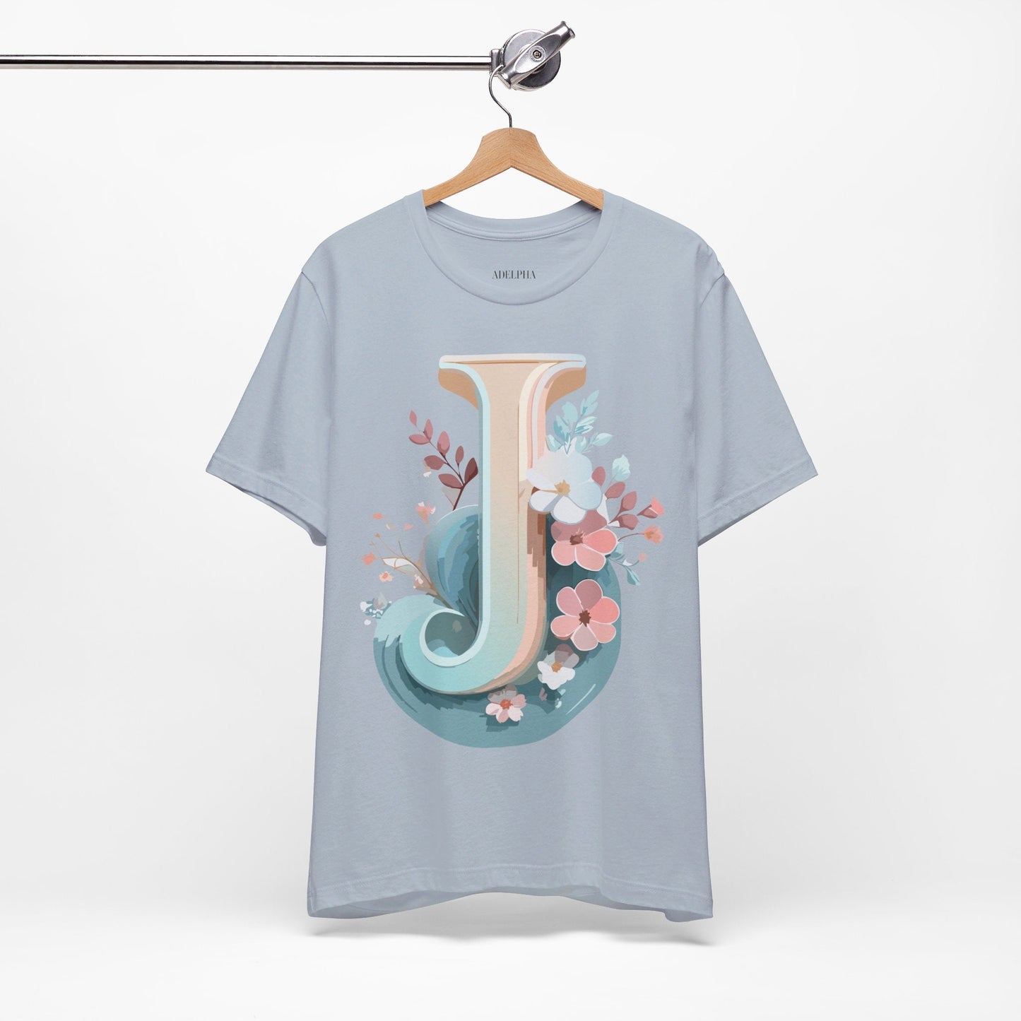 Letter J Shirt Graphic Tee For Unisex Style By Adelpha Vintage Inspired Art Tee Design