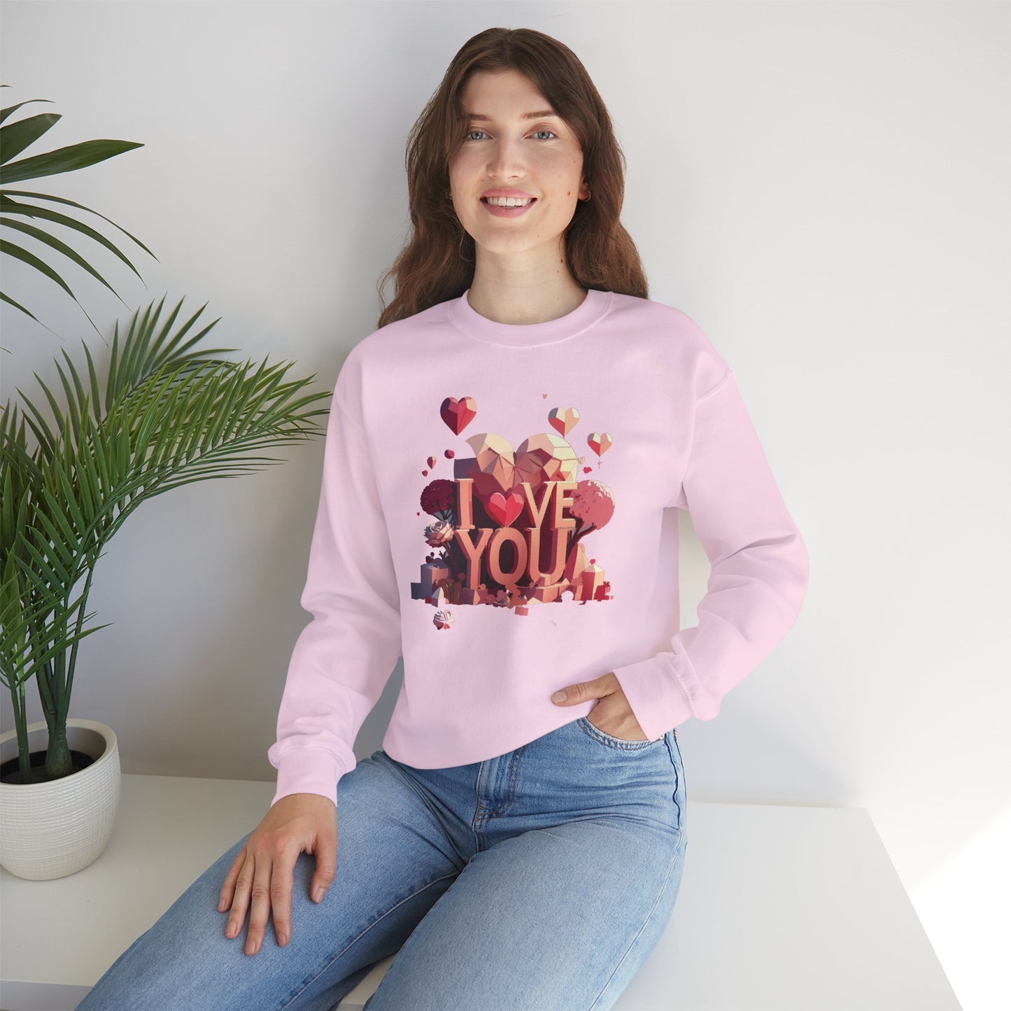 Unisex Big Heart Love Sweatshirt, Love Heart Sweatshirt, Floral Love Sweatshirt, 50/50 Cotton-Poly Valentine's Day Sweatshirt 10