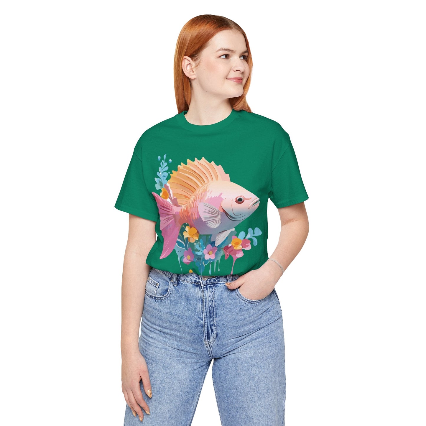 Adelpha Fish Graphic Tee Unisex Short Sleeve Shirt Vintage Inspired Art Design Collection