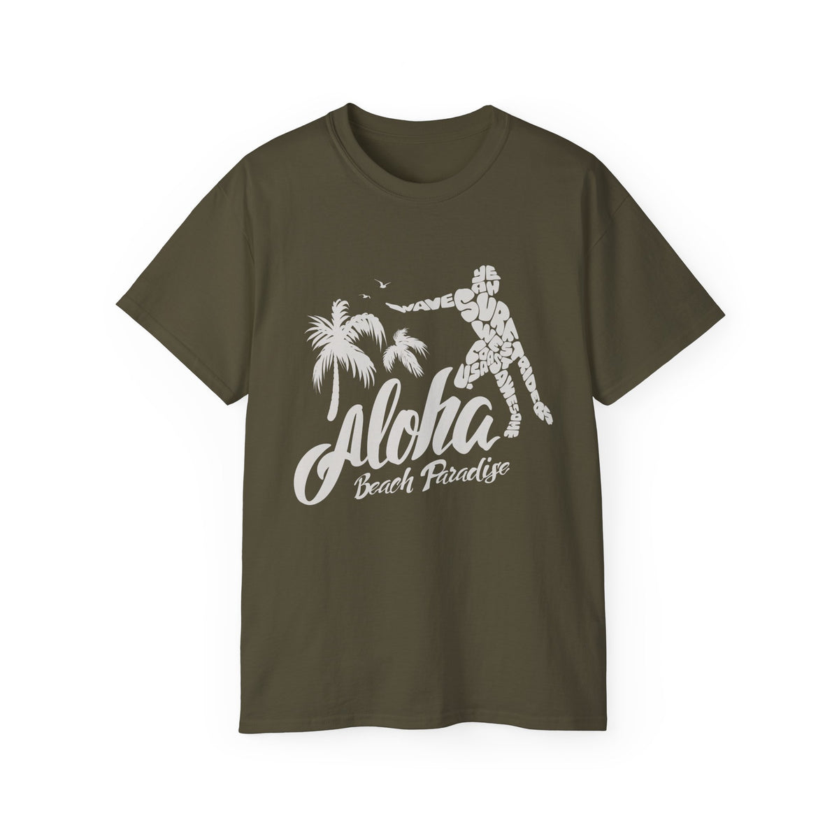 Aloha Beach Paradise T-Shirt | Hawaiian Hula Palm Tree Design