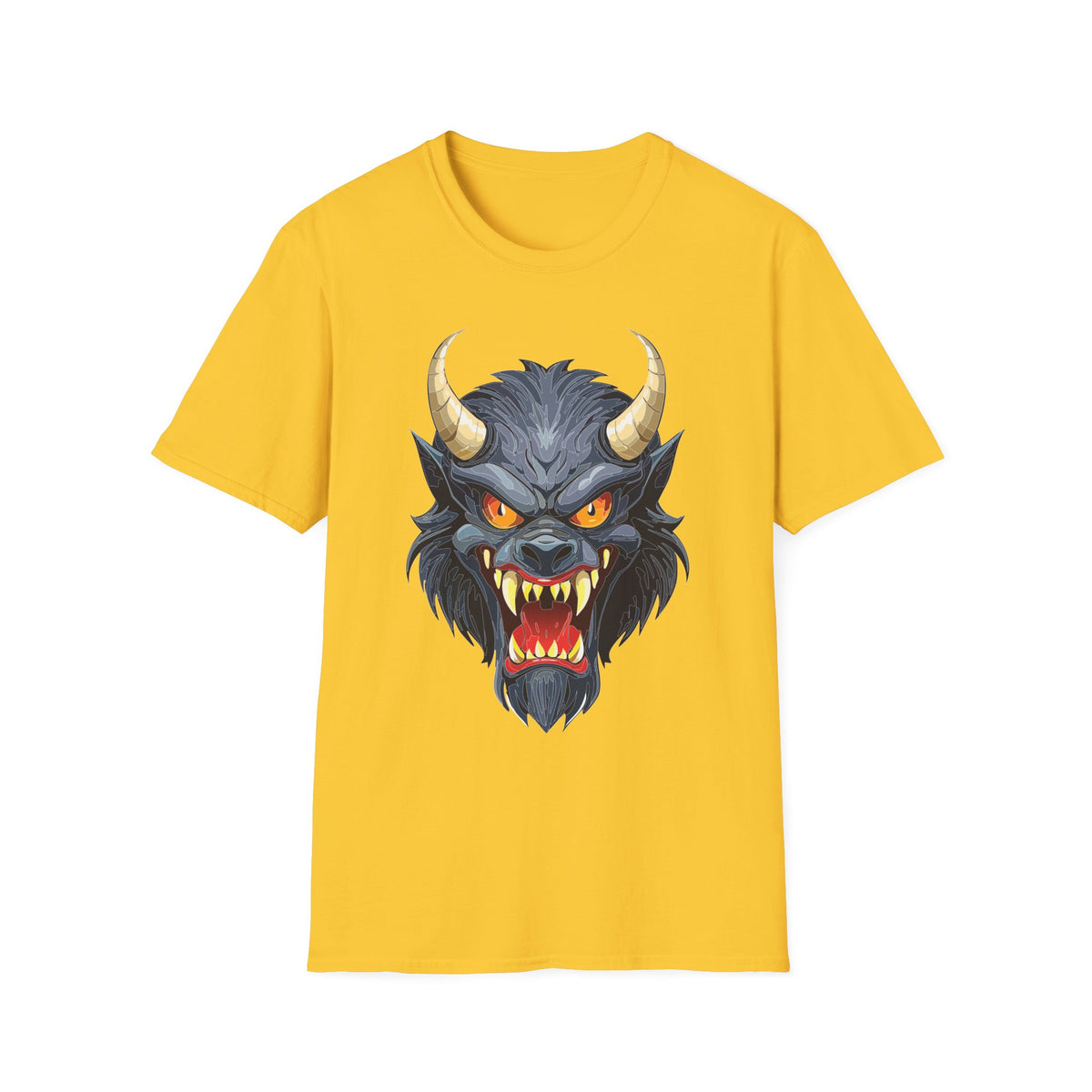 Demonic Wolf Monster Graphic T-Shirt Cartoon Graphic Tee Unisex 100 Cotton Gildan T-Shirt
