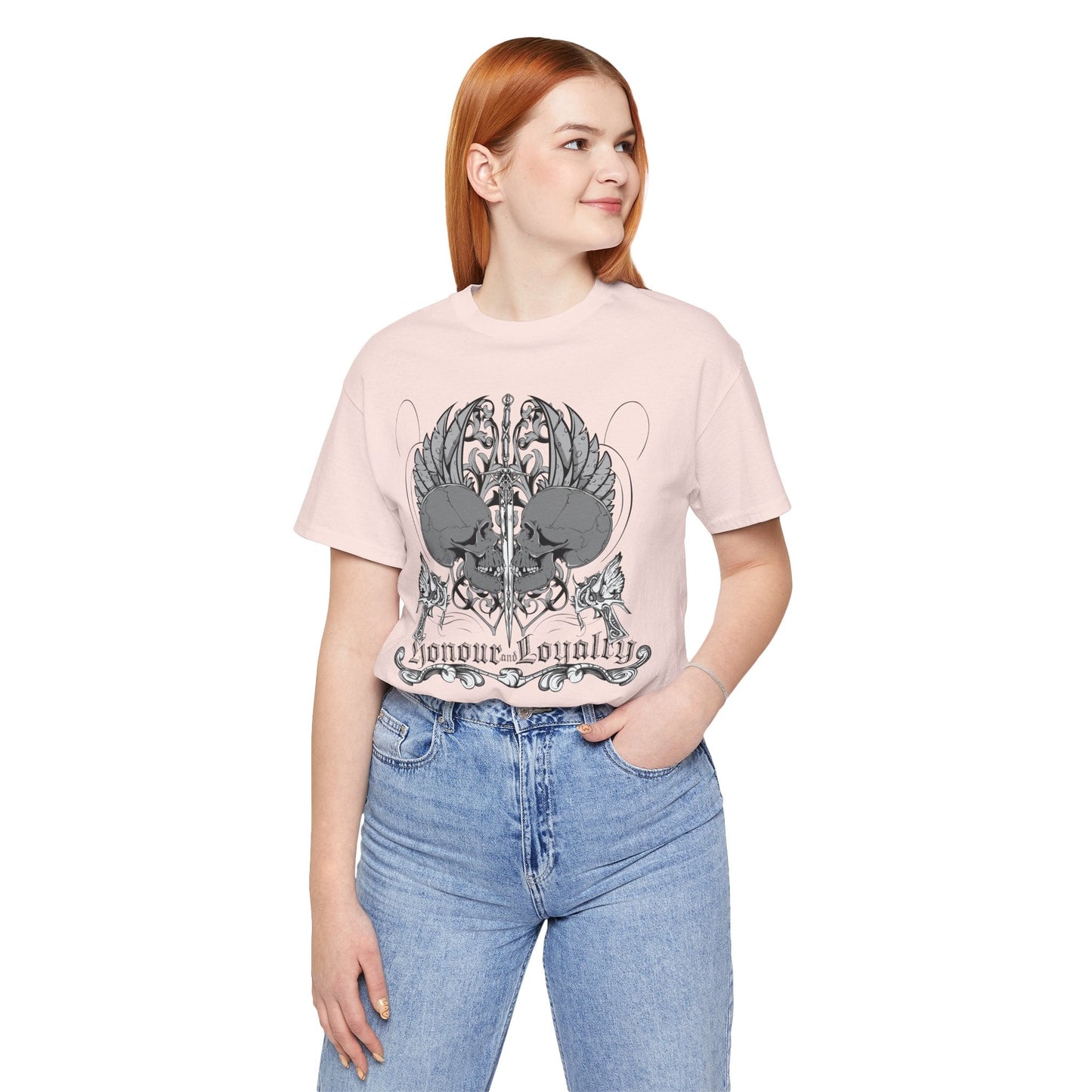 Honor Loyalty crest tee Gothic heraldry skulls wings emblem Art-48