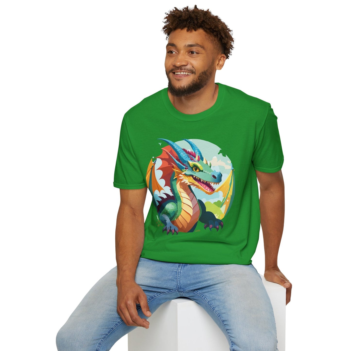 Unisex Dragon Graphic Tee By Gildan Softstyle 64000 Short Sleeve Cotton Tee Art Design