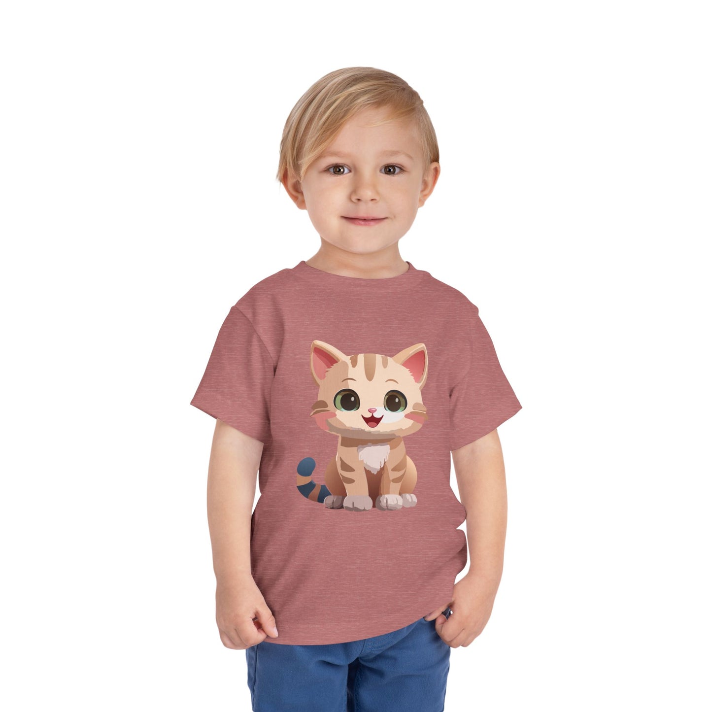 Bonita camiseta de manga corta para niños pequeños con gato: adorable camiseta con gráfico de gatito para niños (2 a 5 años)