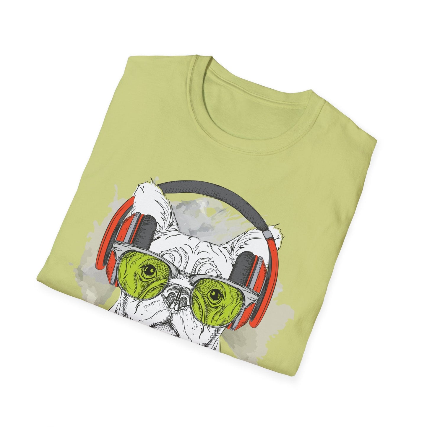 I Love Music Animals Shirt With Headphones Unisex Softstyle Tee 100 Percent Ring Spun Cotton