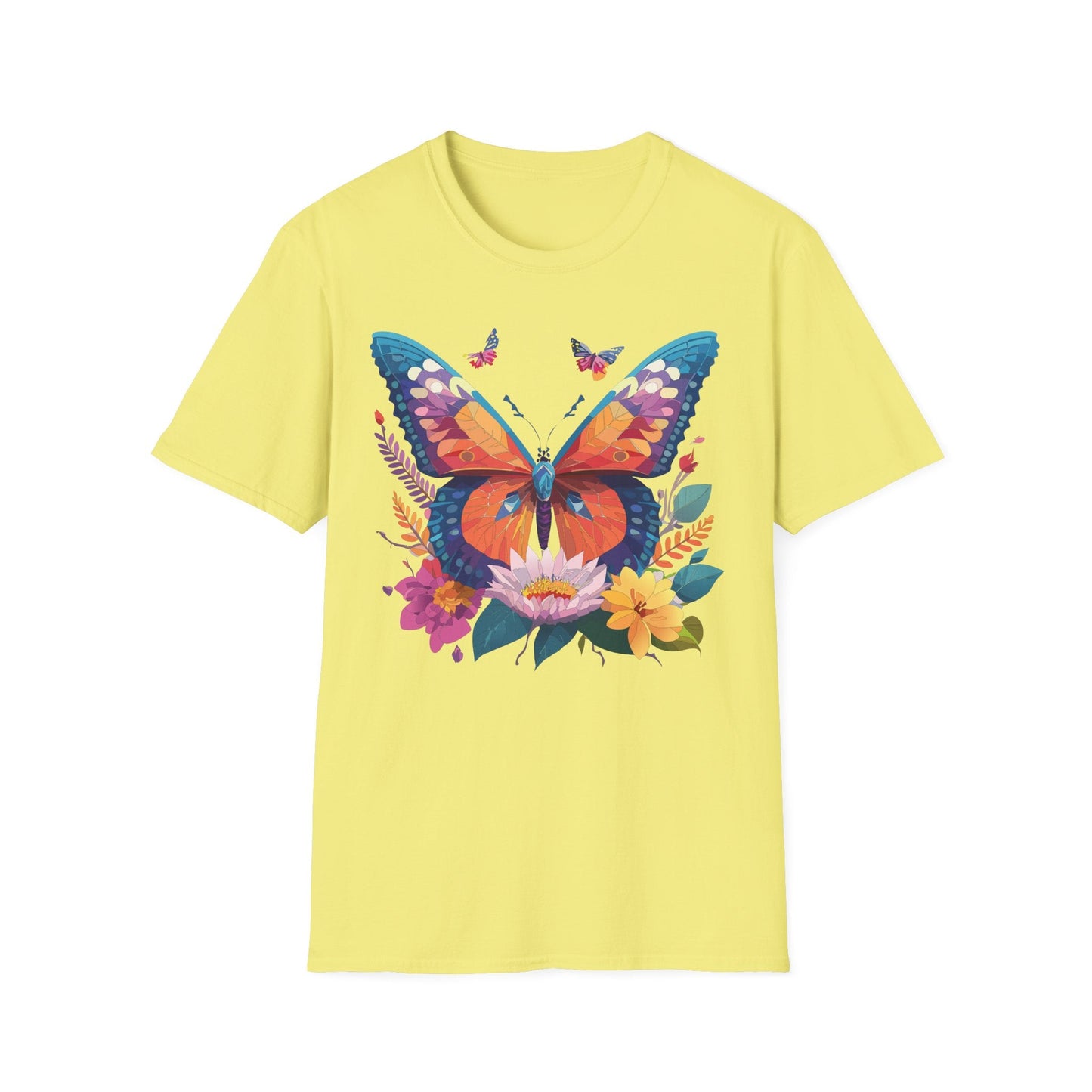 Butterfly Print Unisex T Shirt Softstyle 64000 Monarch Butterfly Themed Tee Ring Spun Cotton