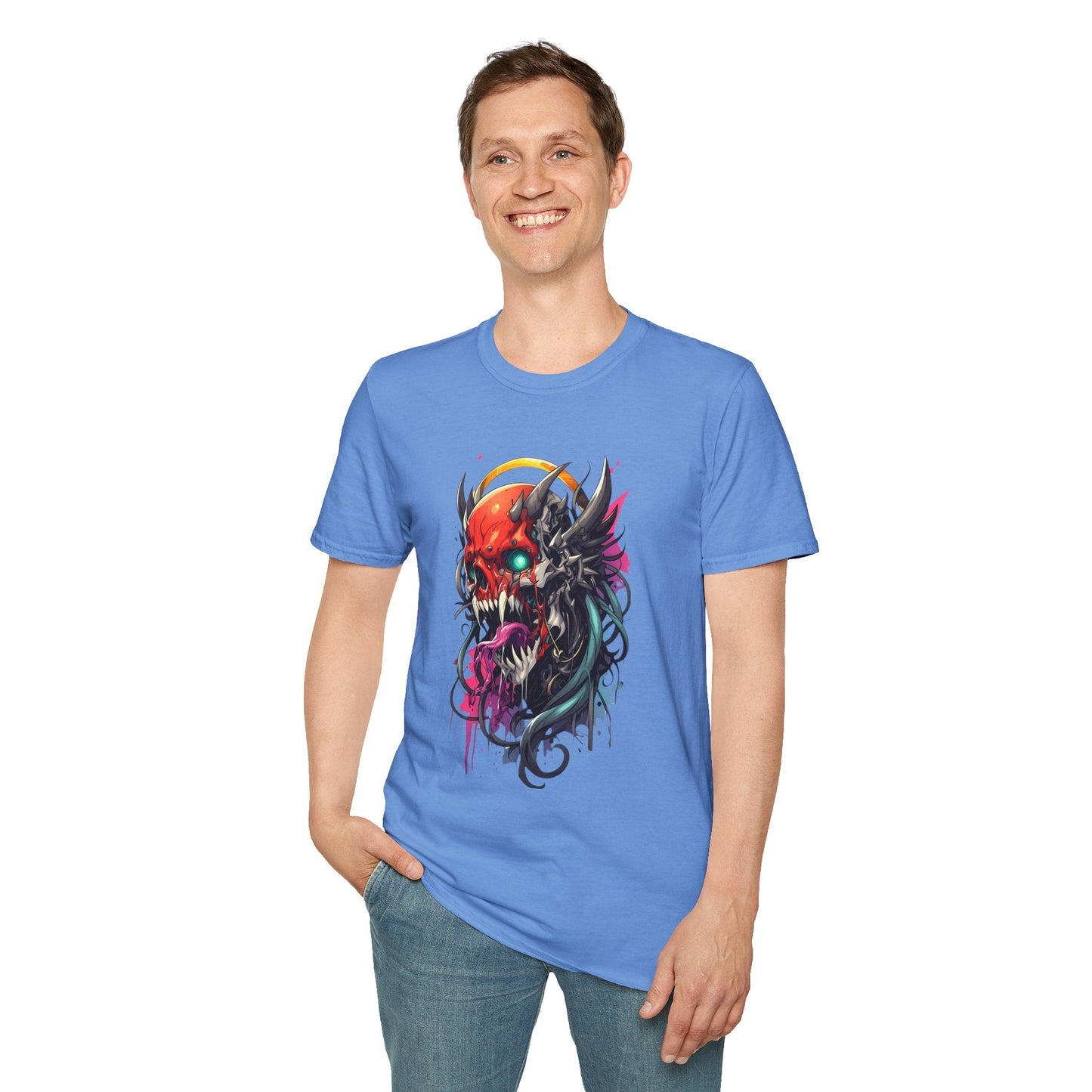 Skull Tee Shirt Unisex Skeleton Art Design Gildan Softstyle 64000 100 Percent Ring Spun Cotton