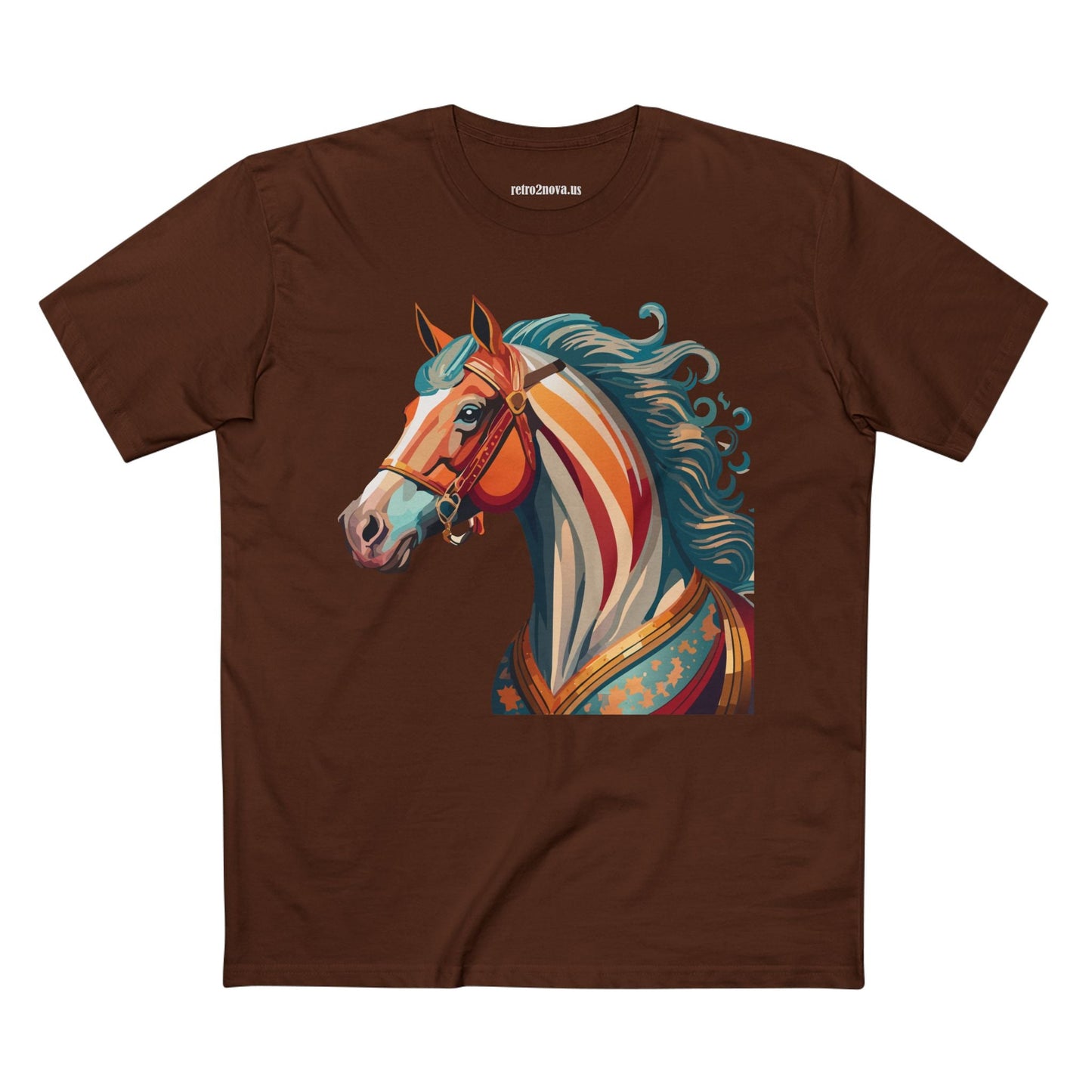 Horse Animal Shirt Unisex Premium Cotton Tee With Original Art Design From Retro2Nova Soft Breathable Art Collection